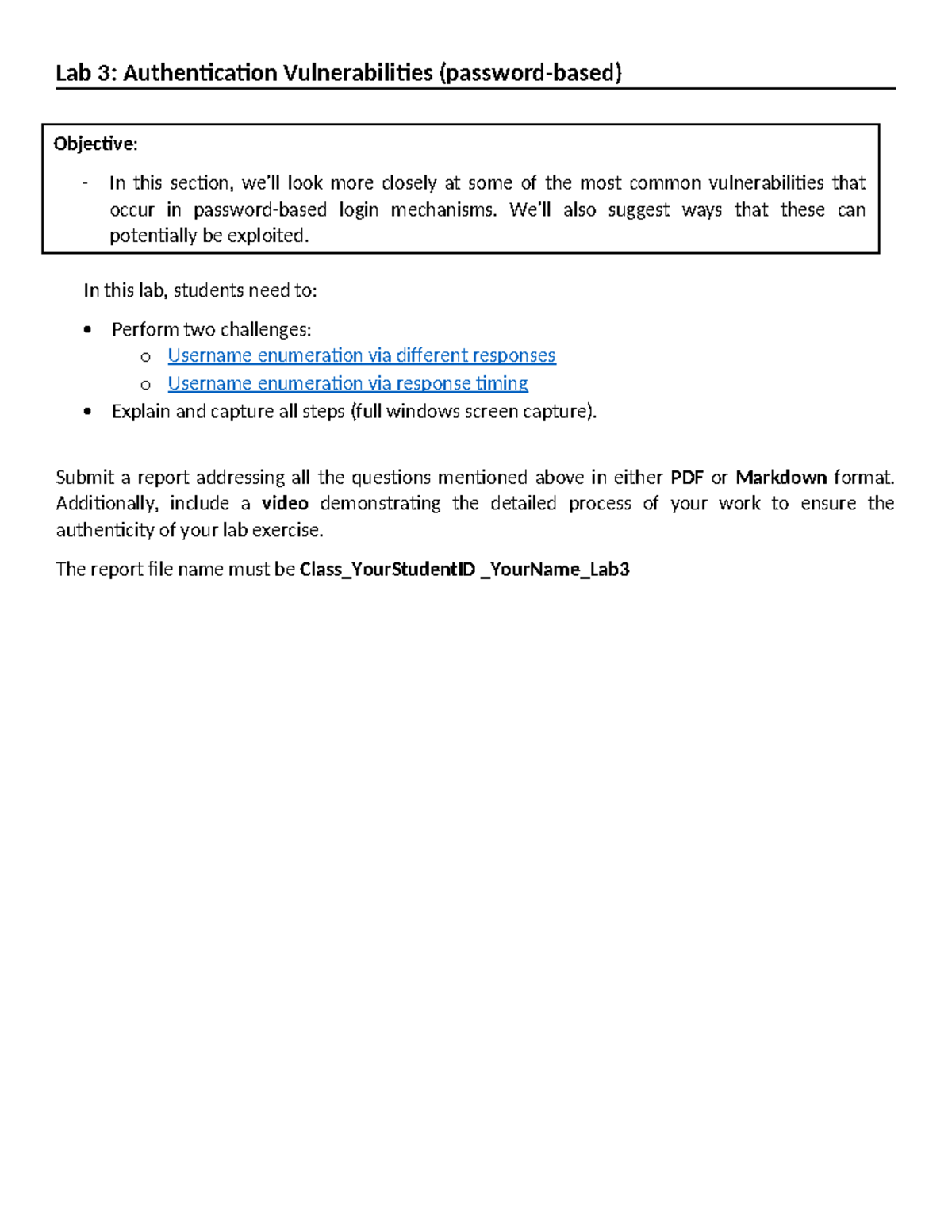 Lab 3: Analyzing Password-Based Authentication Vulnerabilities - Studocu