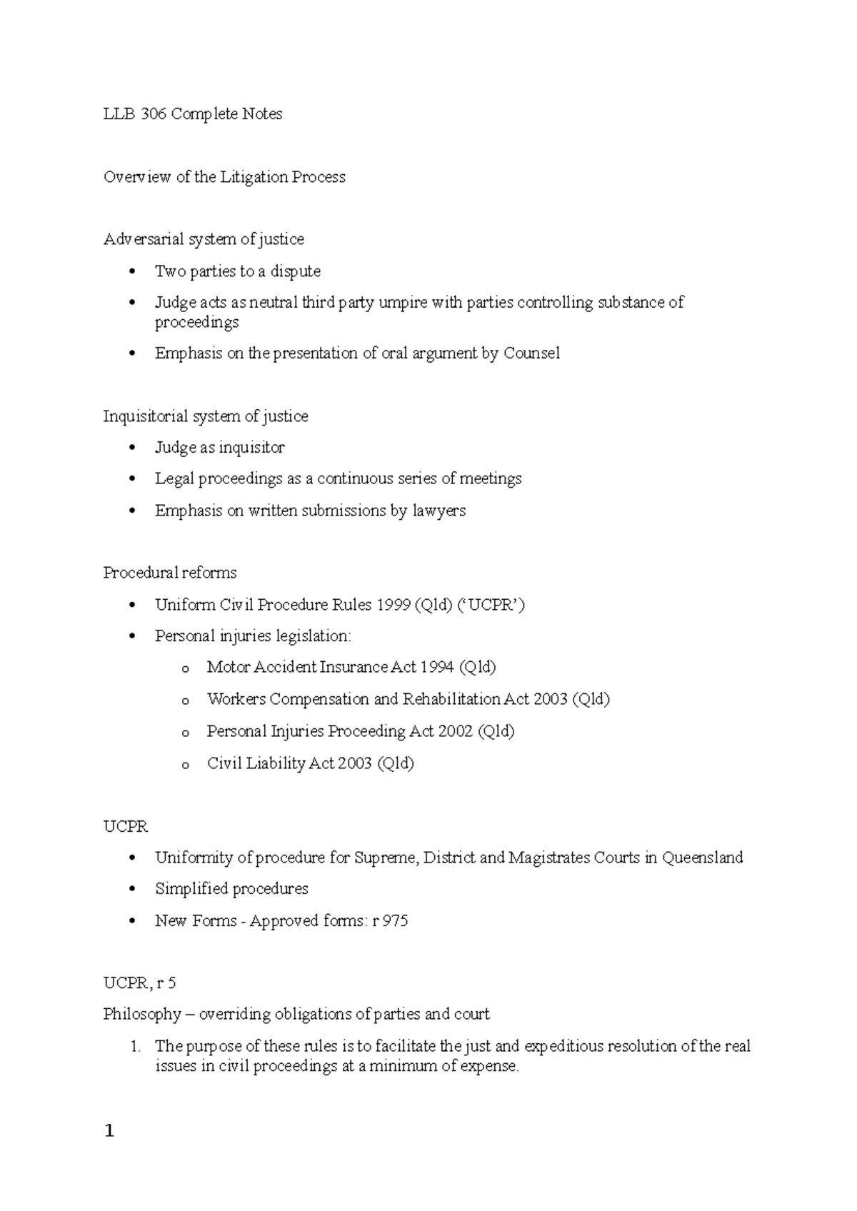 LLB 306 Complete Notes: Overview of the Litigation Process and ADR ...