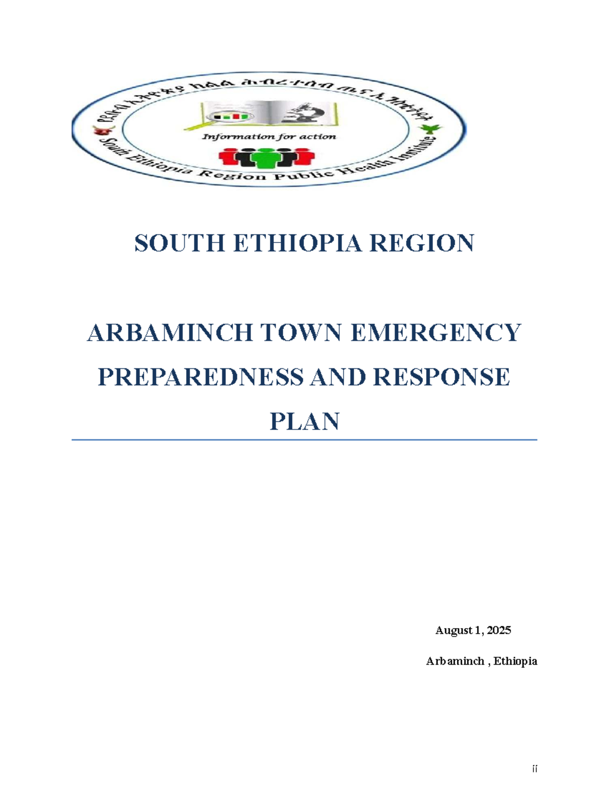Emergency Preparedness and Response Plan for Arbaminch Town (EPRP 2025 ...