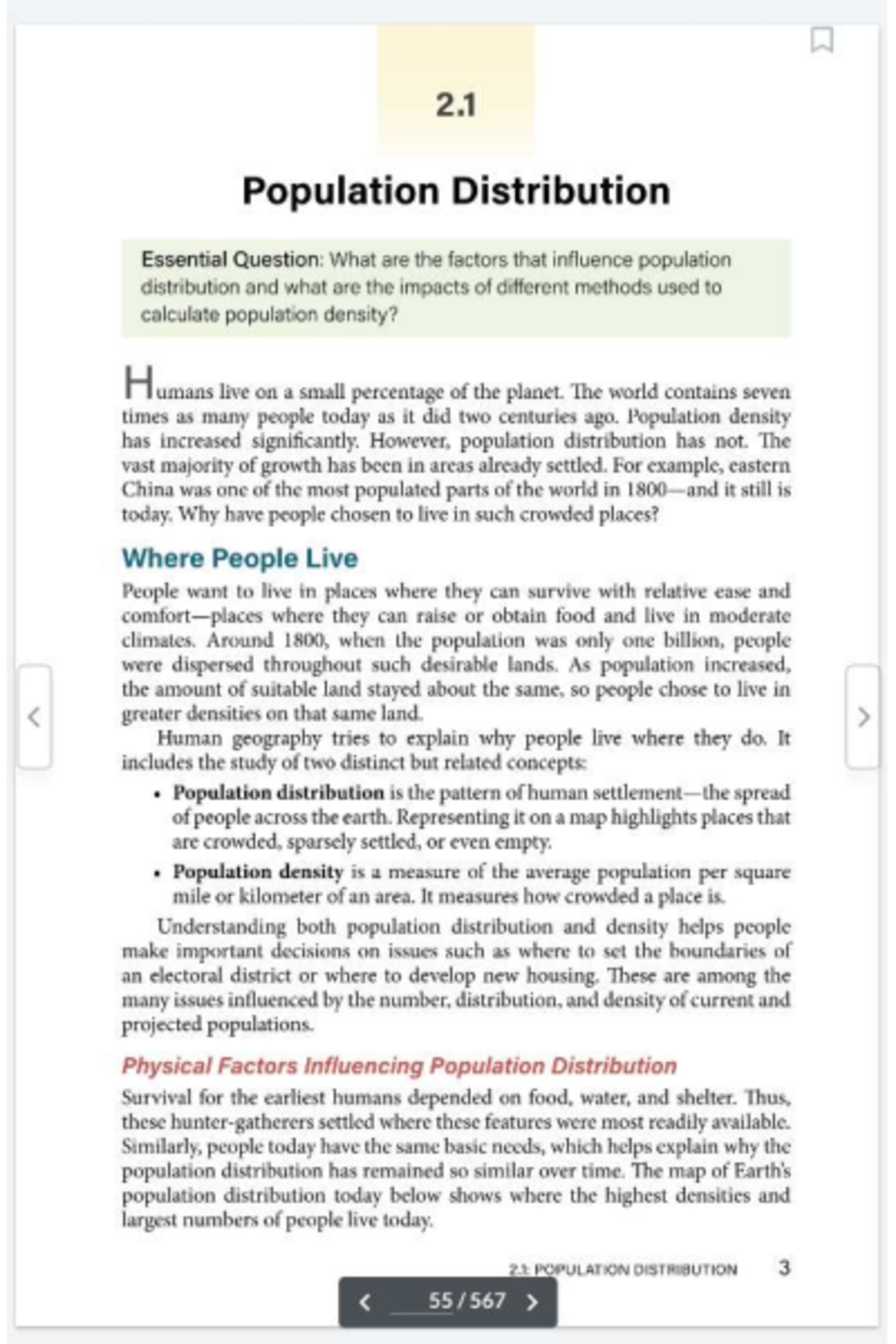 2.1: Population Distribution and Density Factors in Human Geography ...