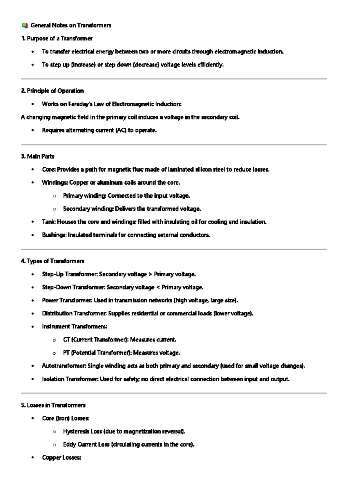 📚 General Notes on Transformers - General Notes on Transformers Purpose ...