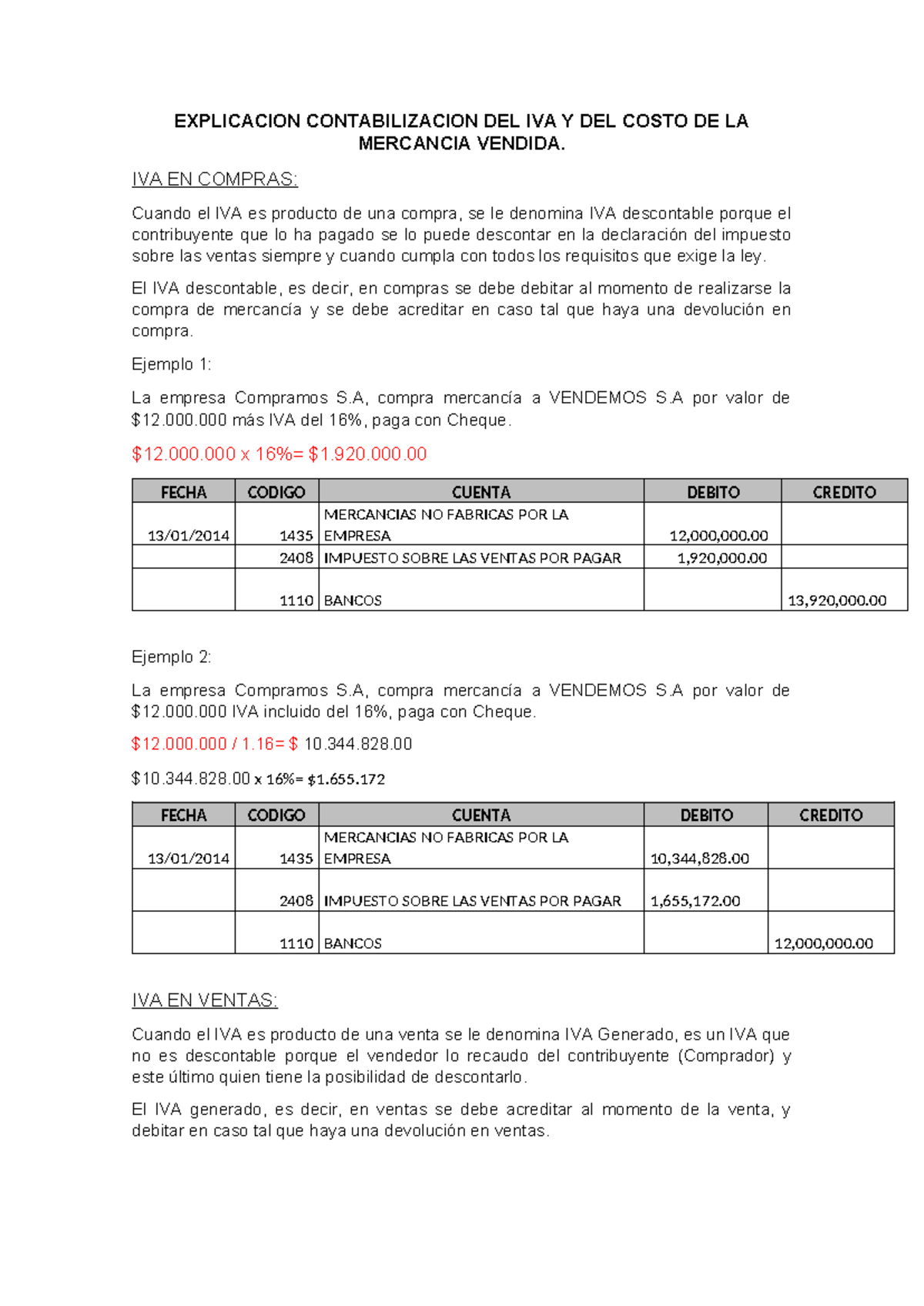 Contabilización del IVA y Costo de Mercancía Vendida: Guía Completa ...