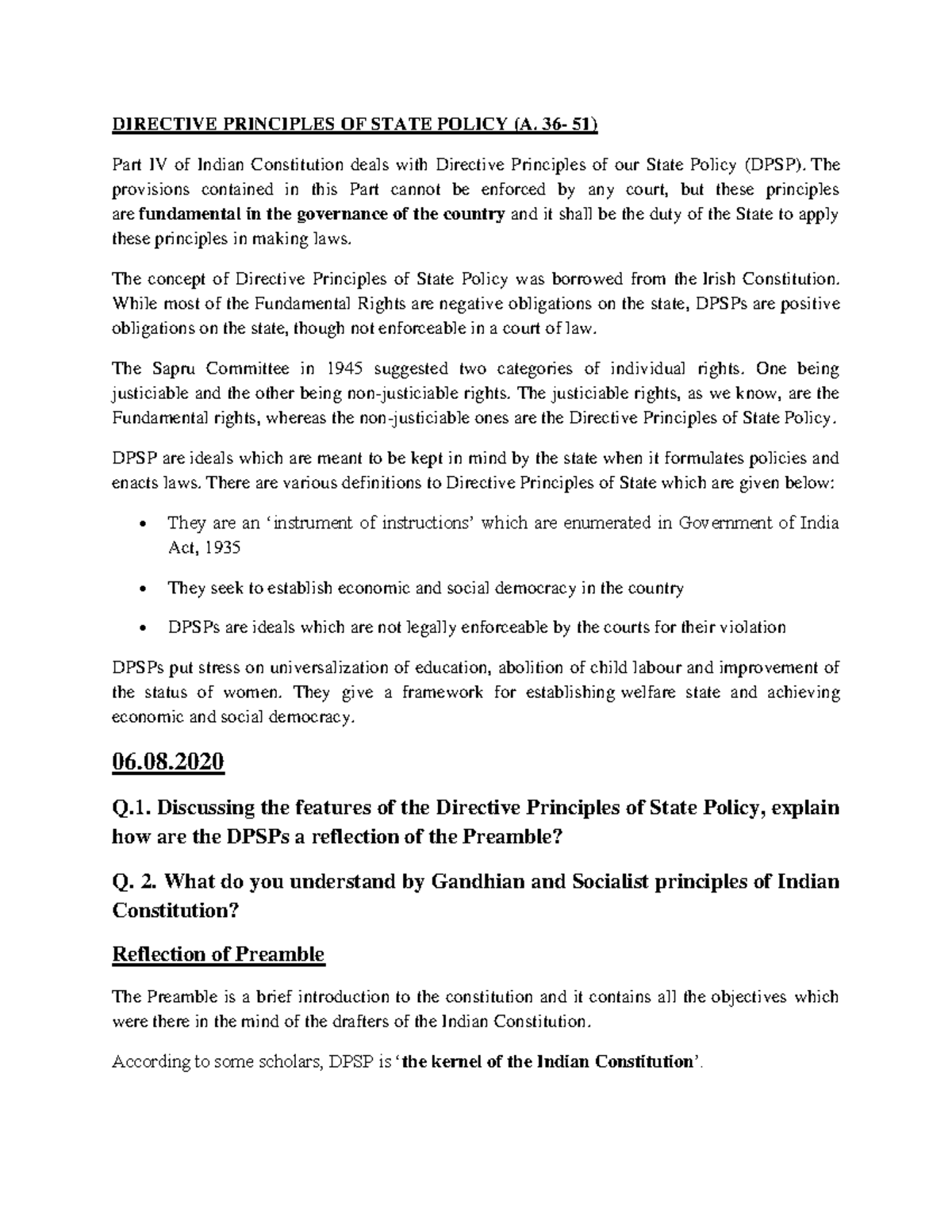 Unit 3: Directive Principles of State Policy (DPSP) in Indian ...