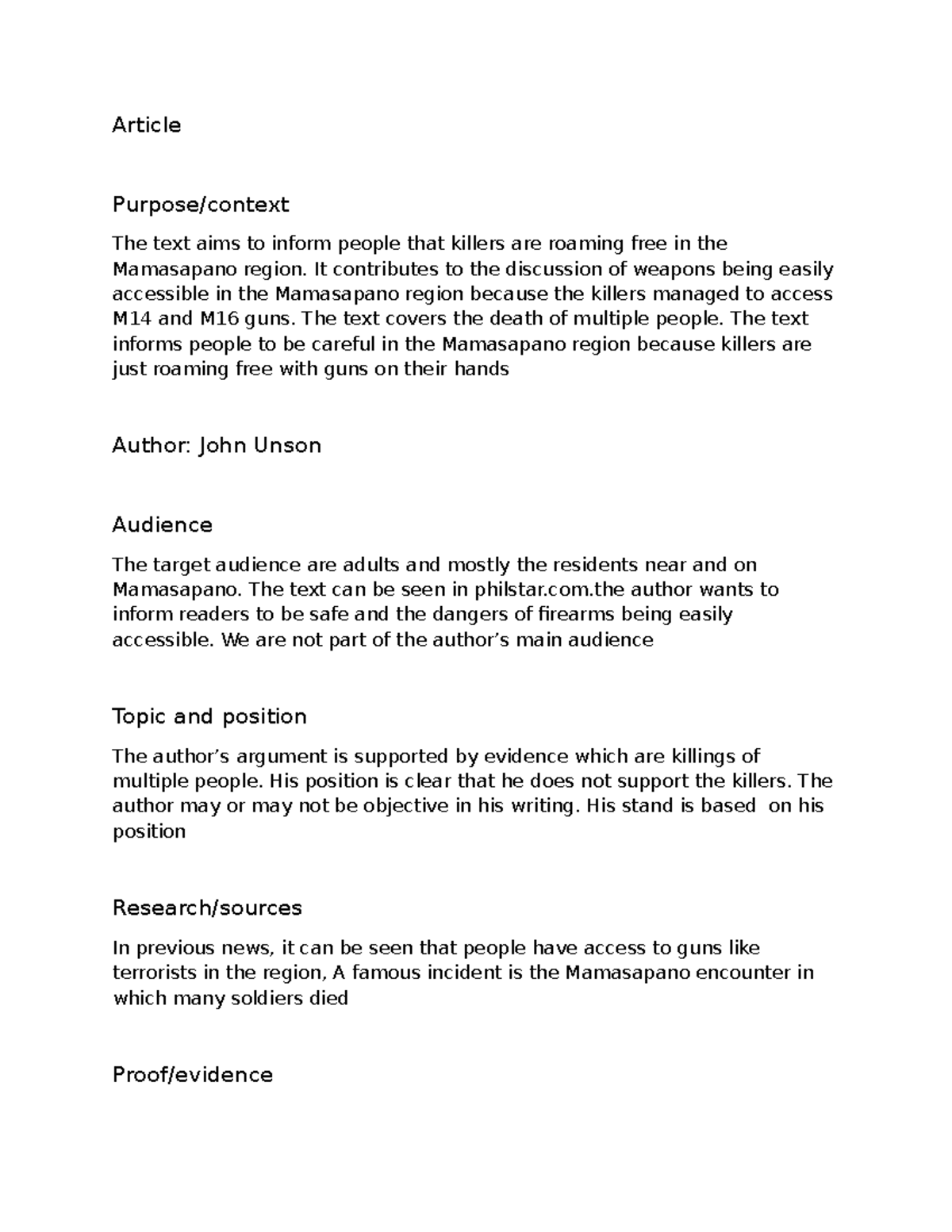 Article - Notes - Article Purpose/context The text aims to inform ...
