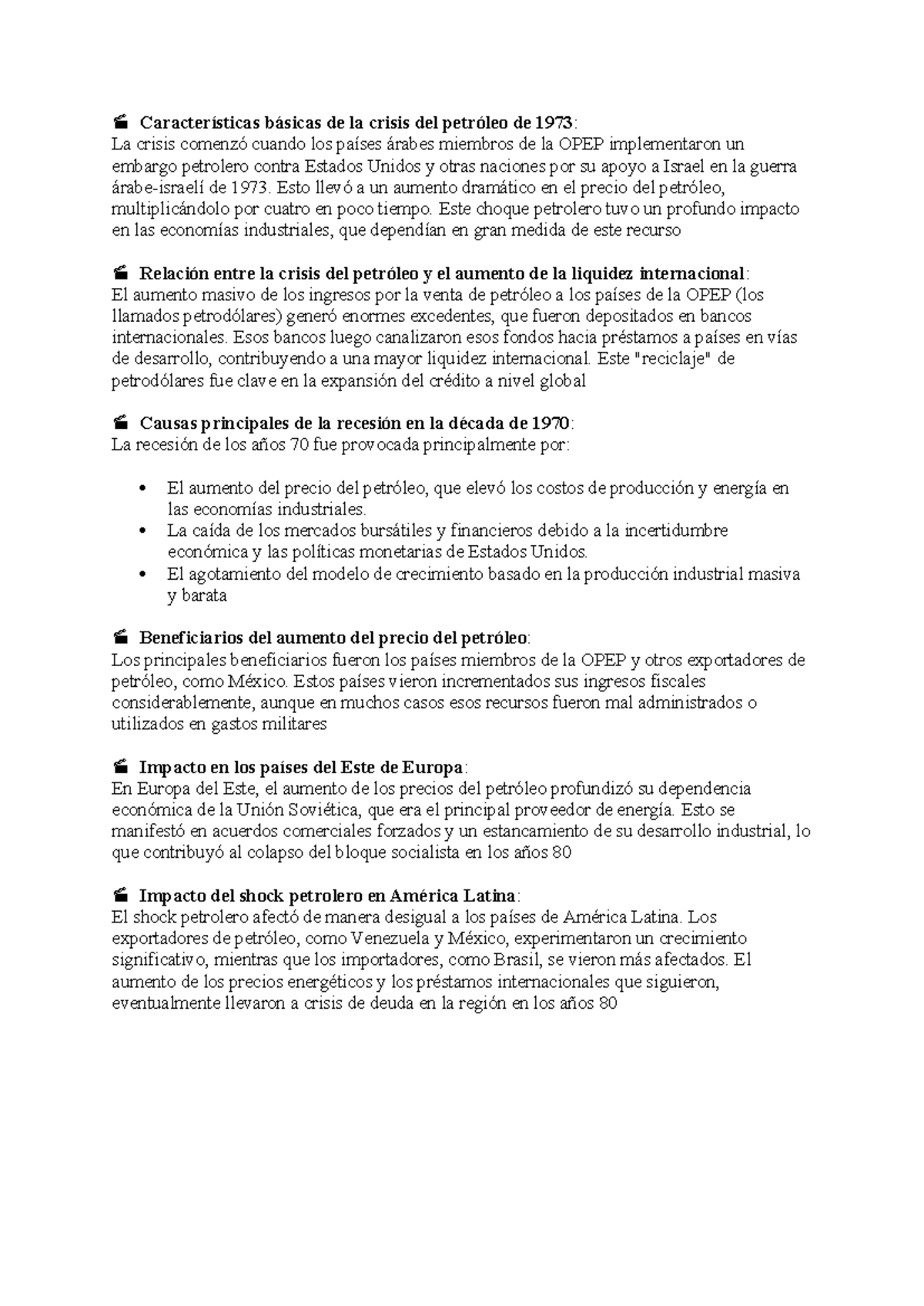 Crisis del Petróleo de 1973: Efectos y Consecuencias Económicas - Studocu