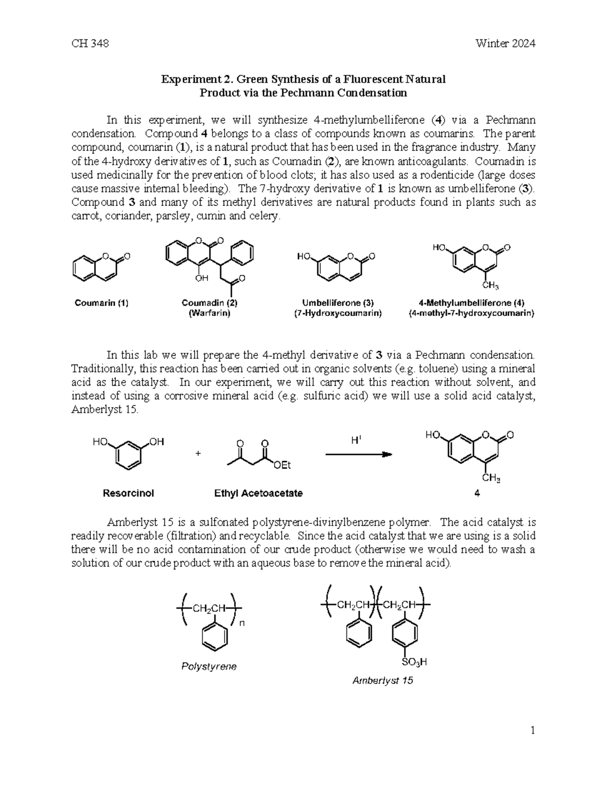 Green Synthesis of 4-Methylumbelliferone: Experiment 2 Procedure - Studocu