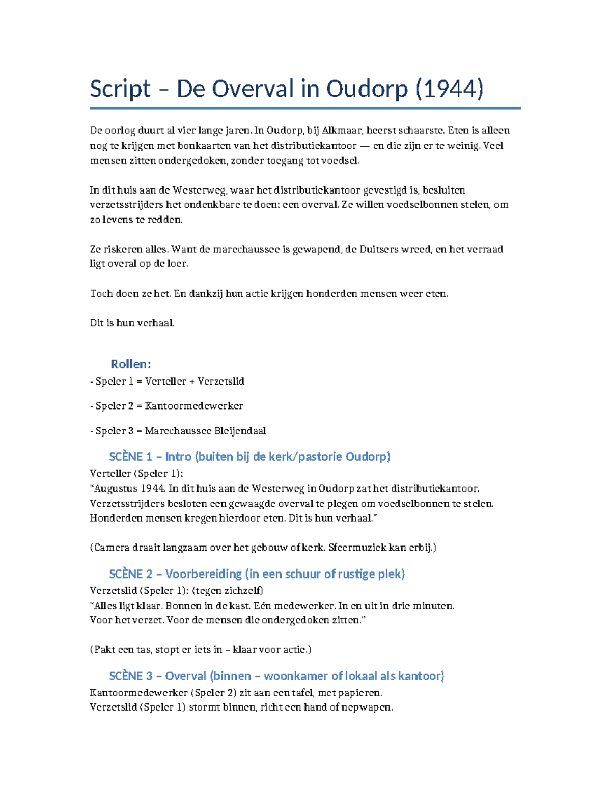 Script Overval Oudorp (1944): Een Verhaal van Verzet en Overleven ...