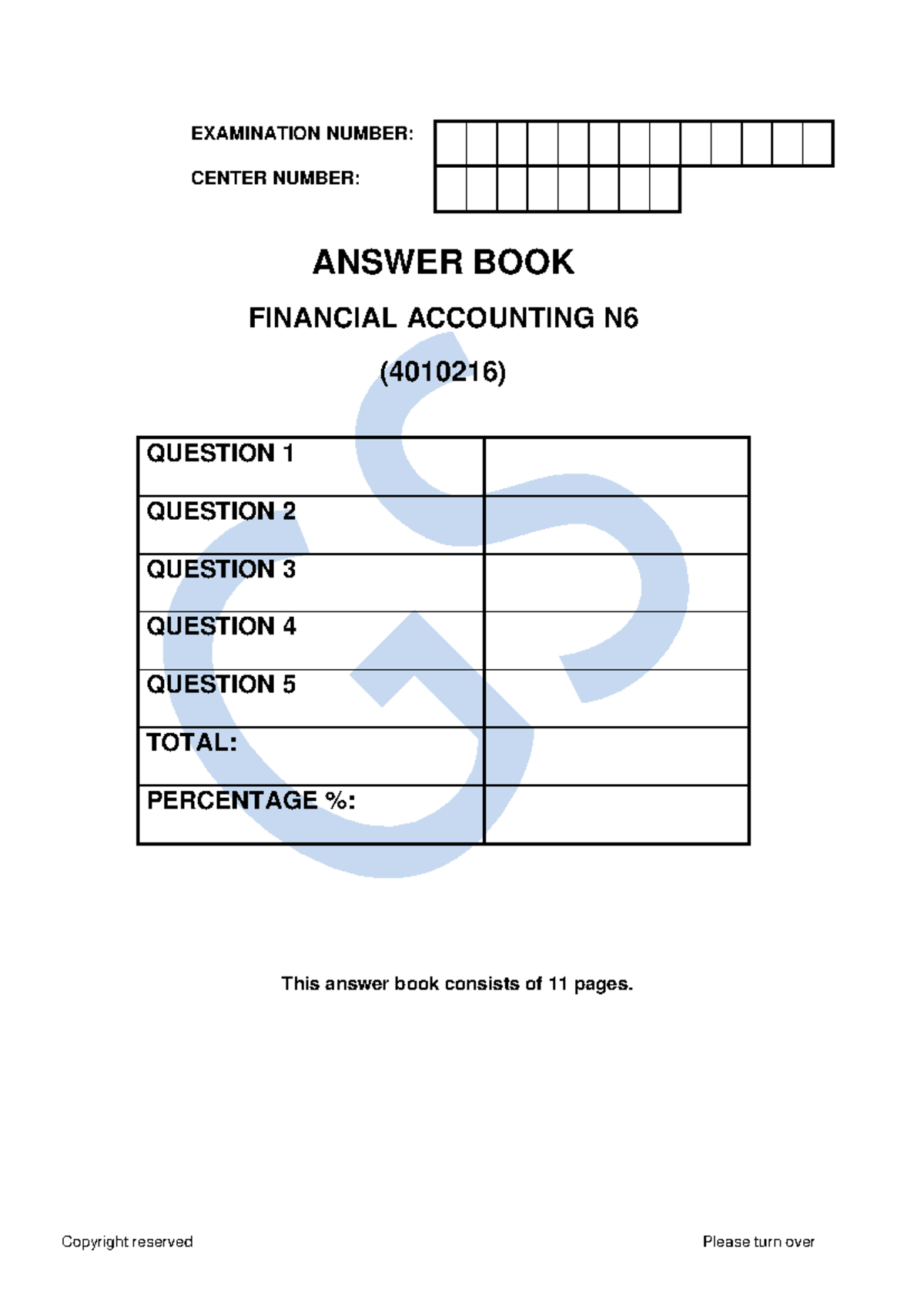 N6 Financial Accounting Nov 2018 Exam Answer Book - Studocu