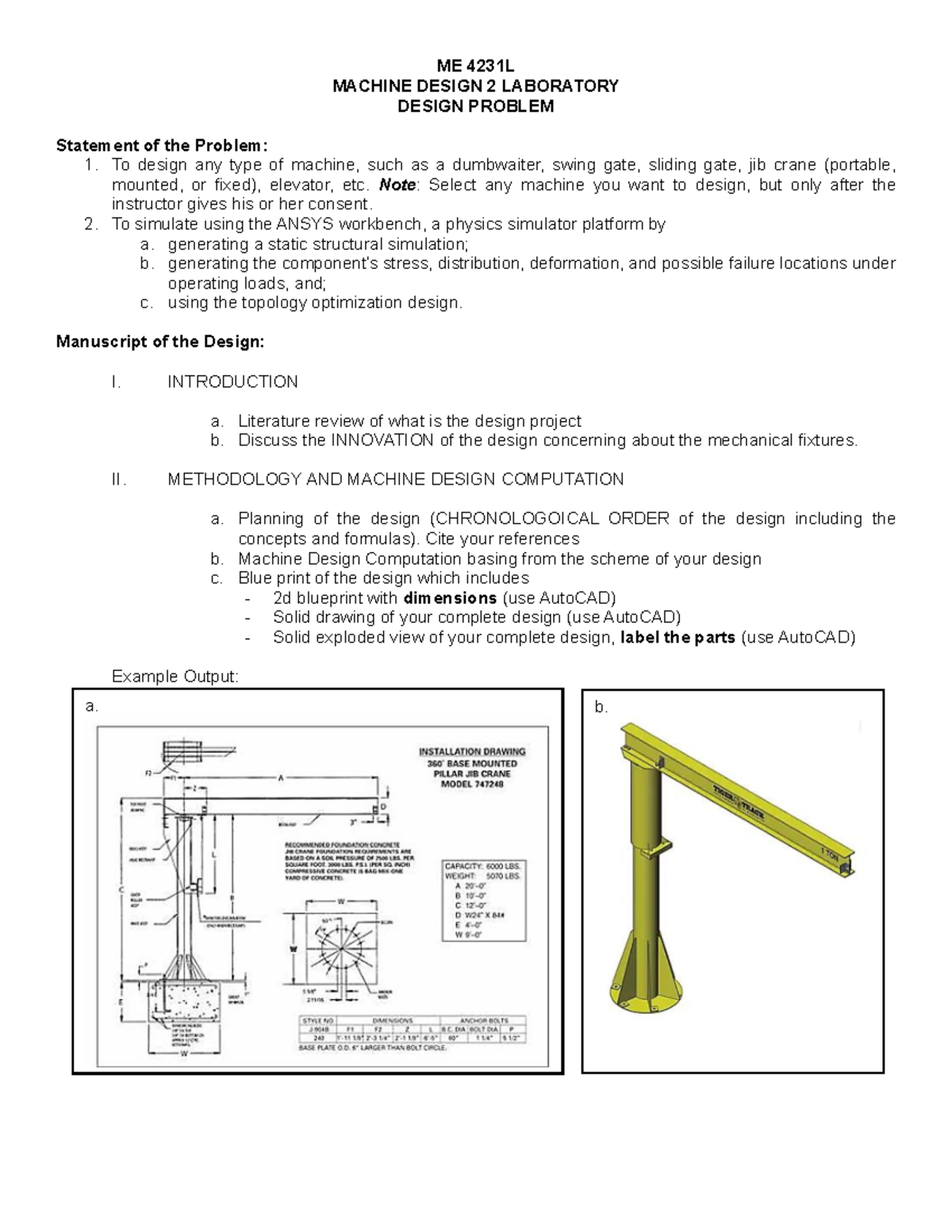 ME 4231L Design Problem - ME 4231L MACHINE DESIGN 2 LABORATORY DESIGN ...