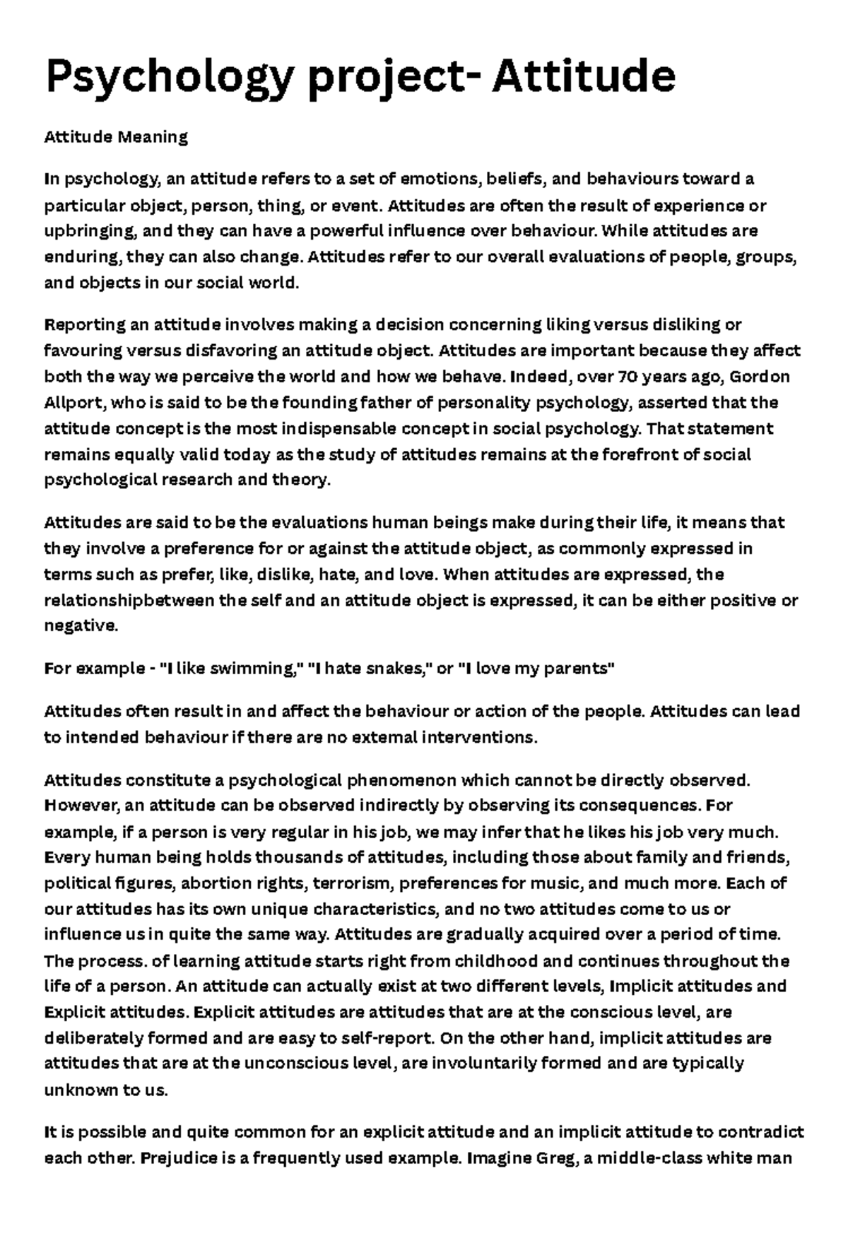 Psychology Project: Understanding Attitudes in Inbound ...