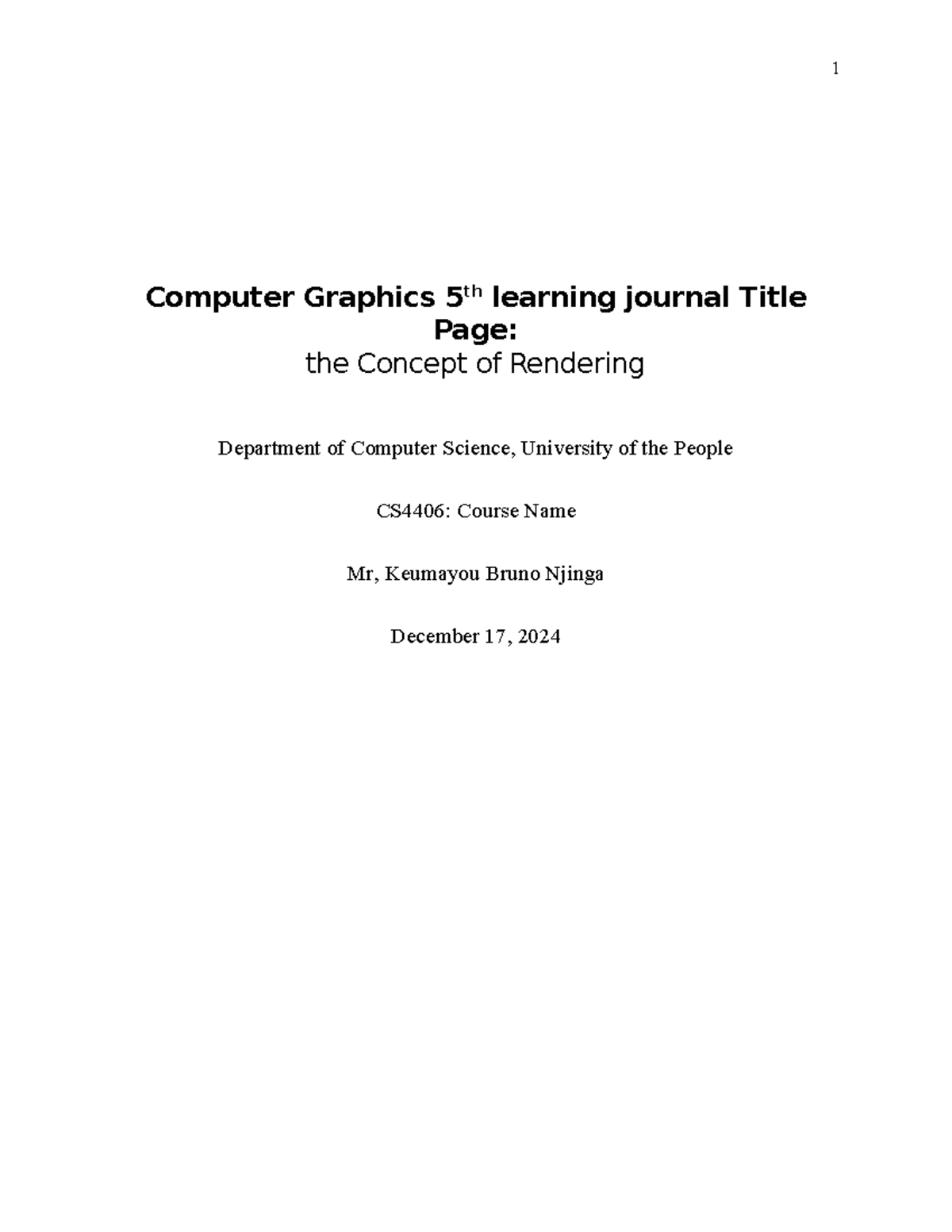 Communication and Network learning journal 5 - Computer Graphics 5 th ...