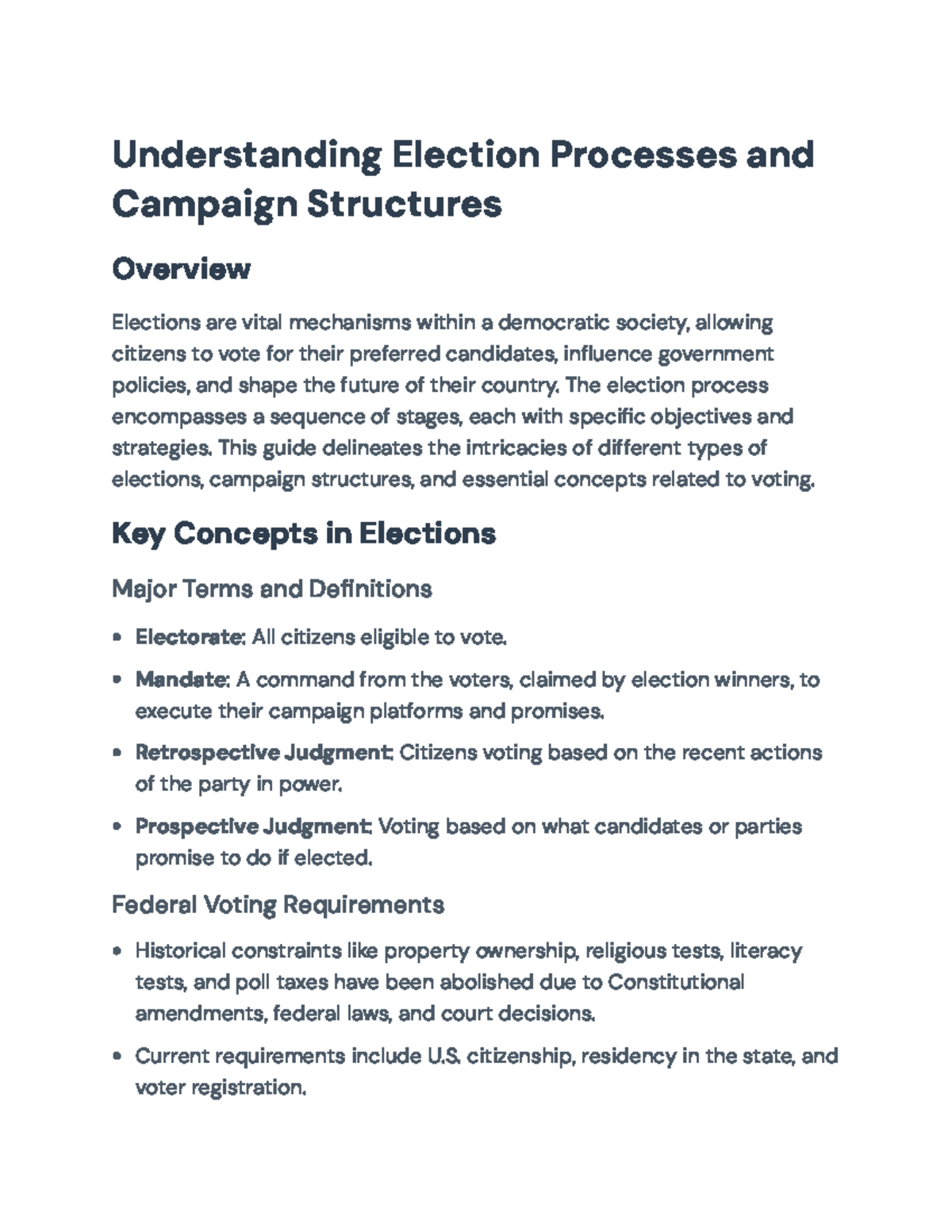 Understanding Election Processes and Campaign Structures: A Guide ...