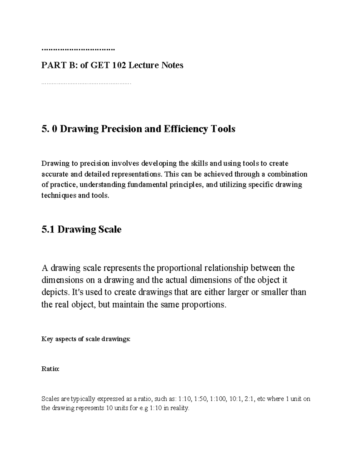 GET 102 Lecture Notes: Part B - Drawing Precision & Efficiency Tools ...