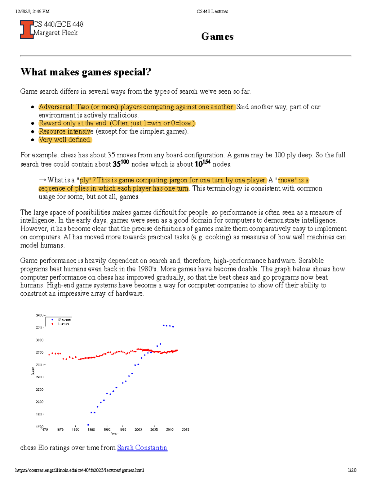 CS440 Games - notes - CS 440/ECE 448 Margaret Fleck Games What makes ...