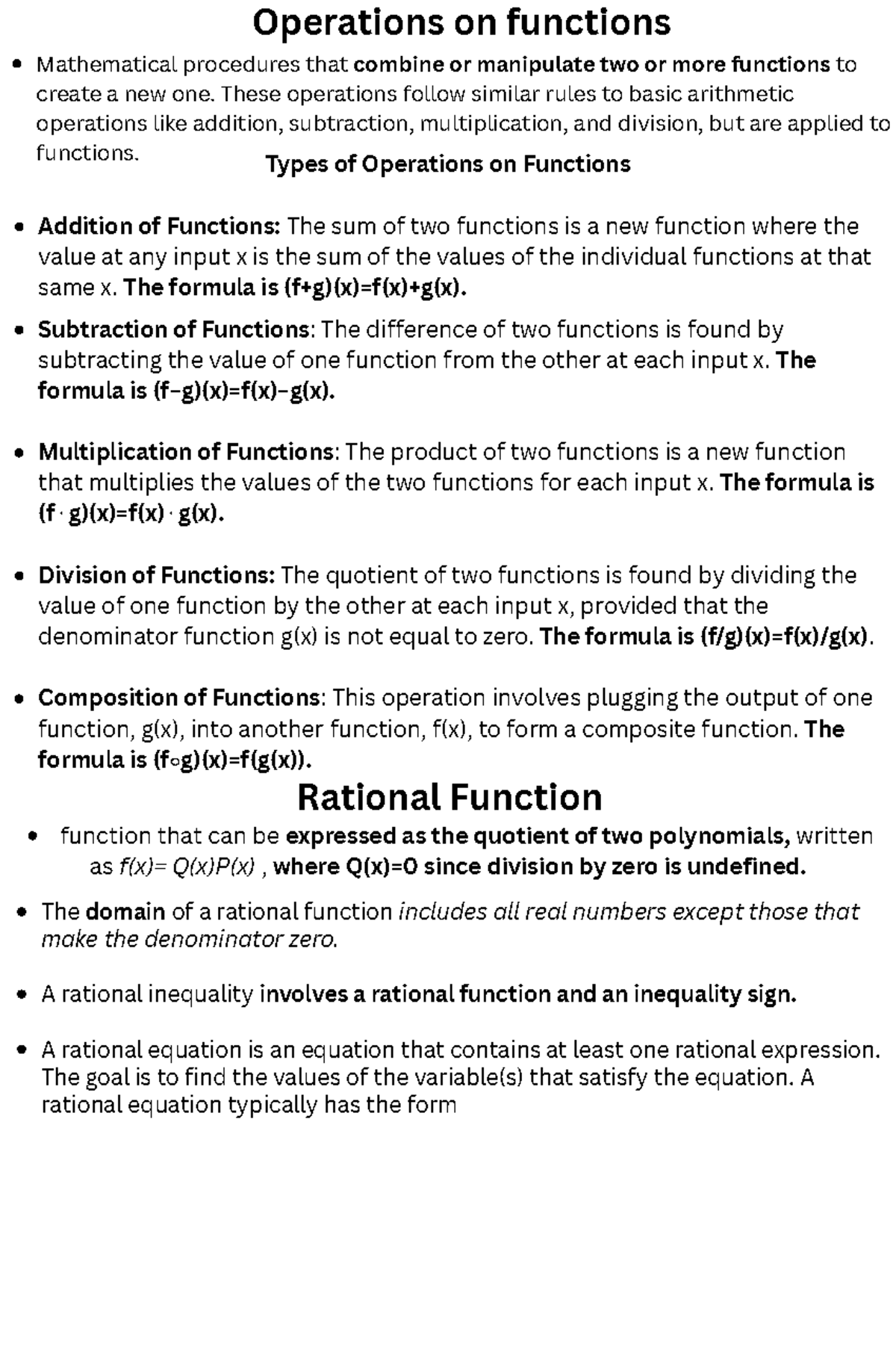 Operations on Functions: Combining and Manipulating Functions (ABM ...