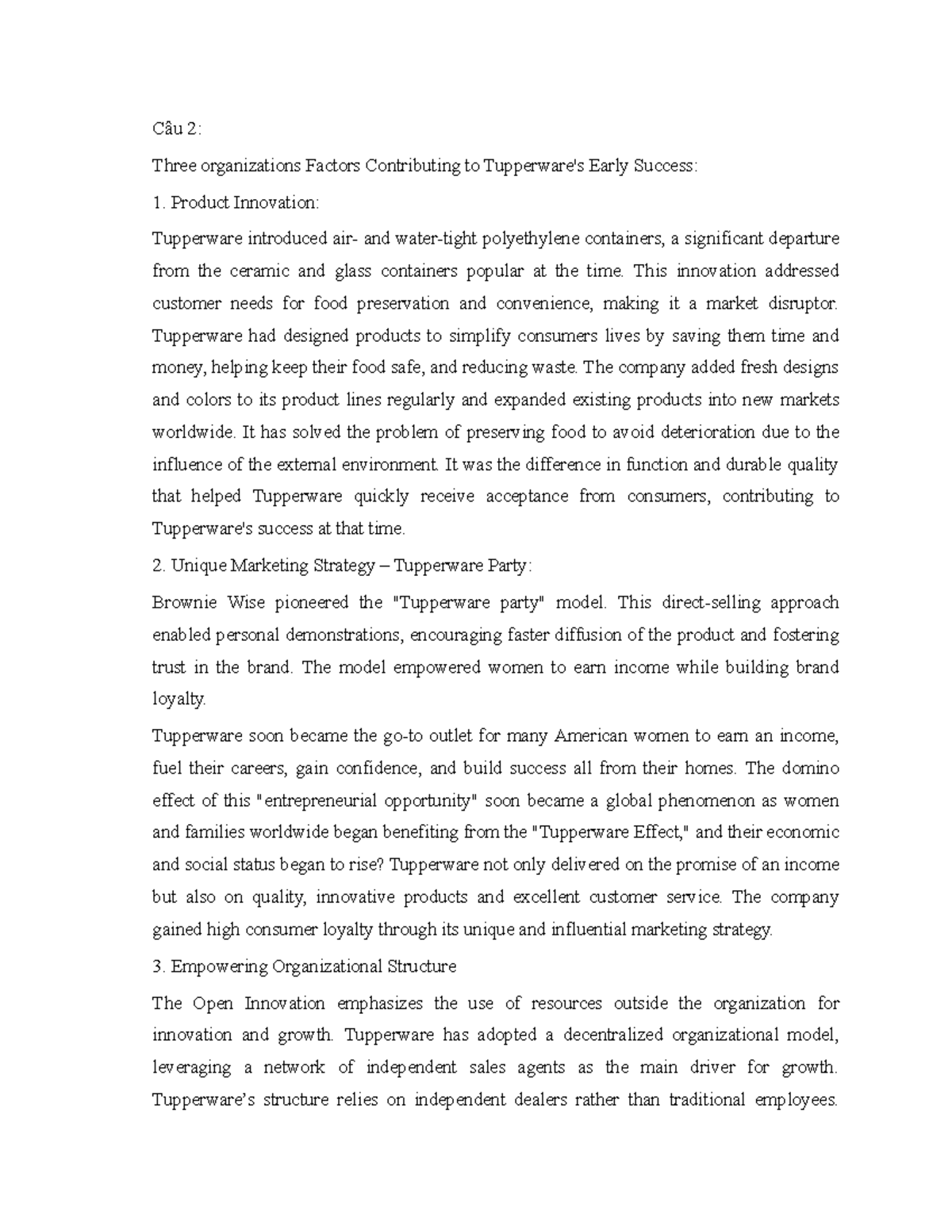 Nd inno - 123 - Câu 2: Three organizations Factors Contributing to ...