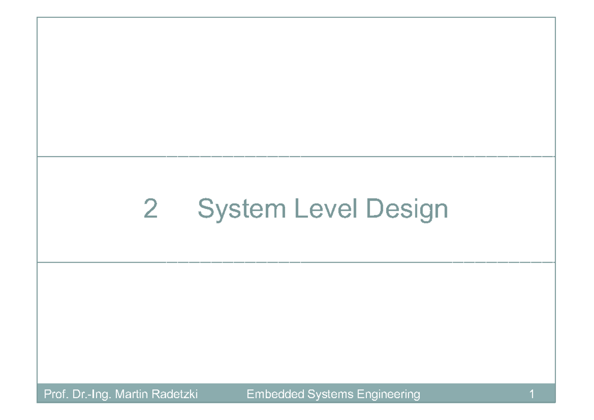 System Level Design Overview - VL2 - Studocu