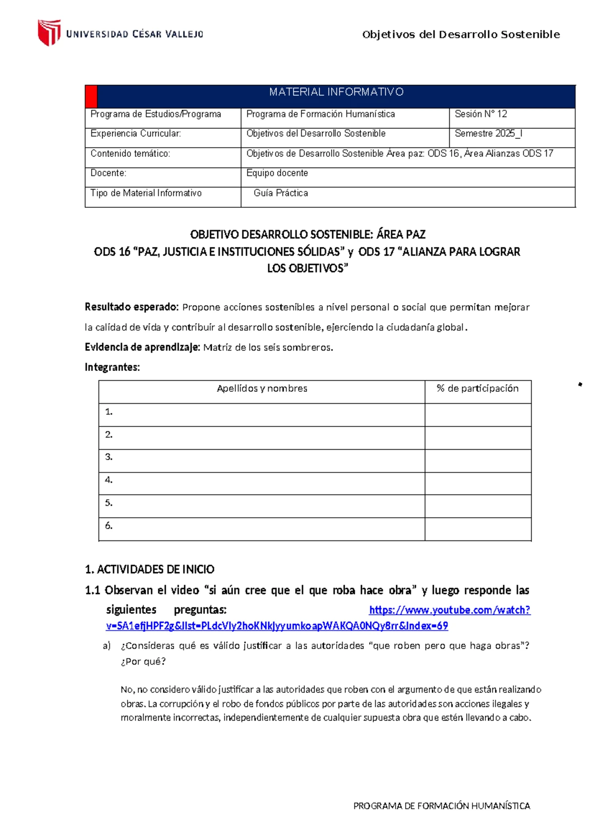 Guía Práctica: Objetivos de Desarrollo Sostenible ODS 16 y 17 ...