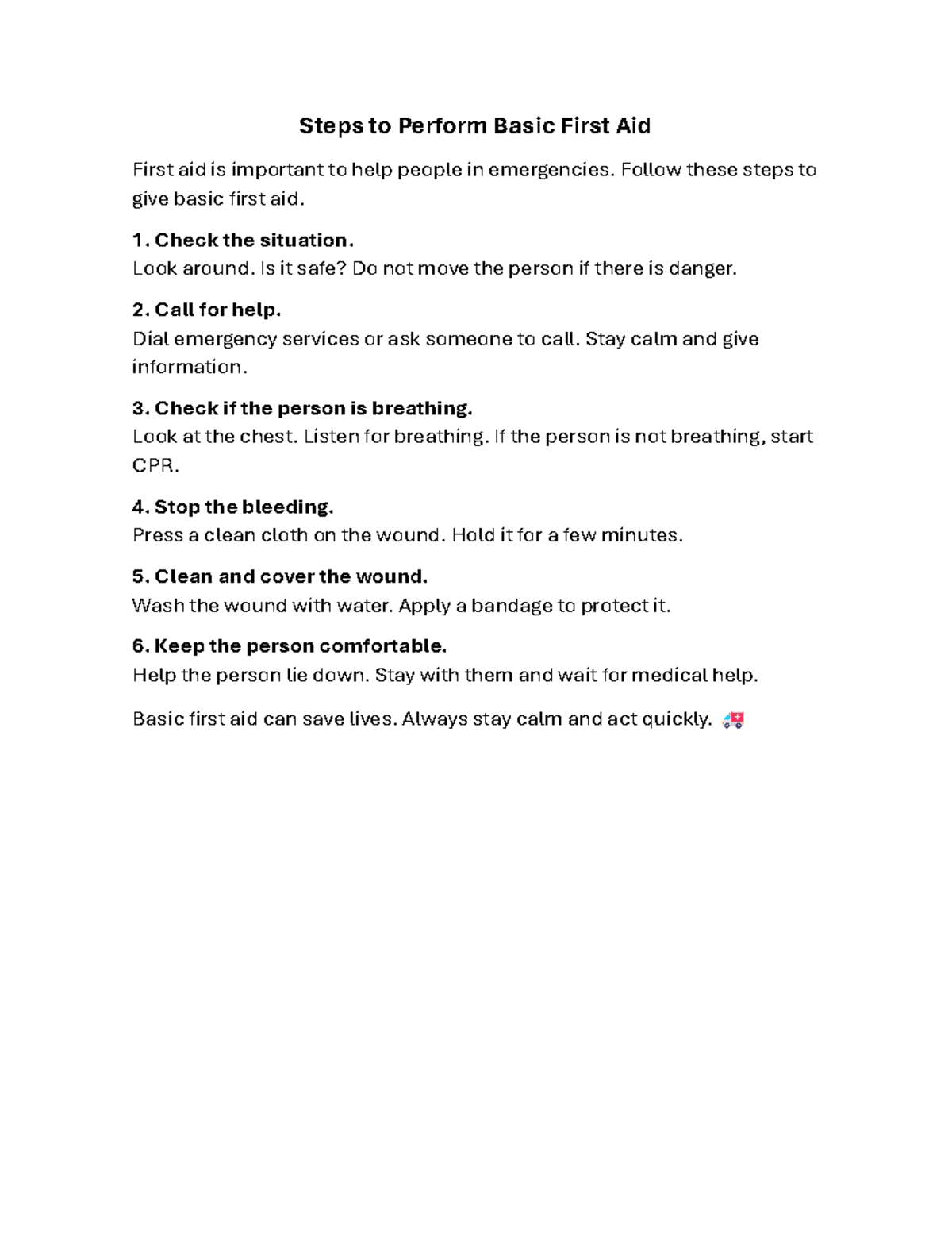 Clase 6 - Basic First Aid Steps for Emergencies - Studocu