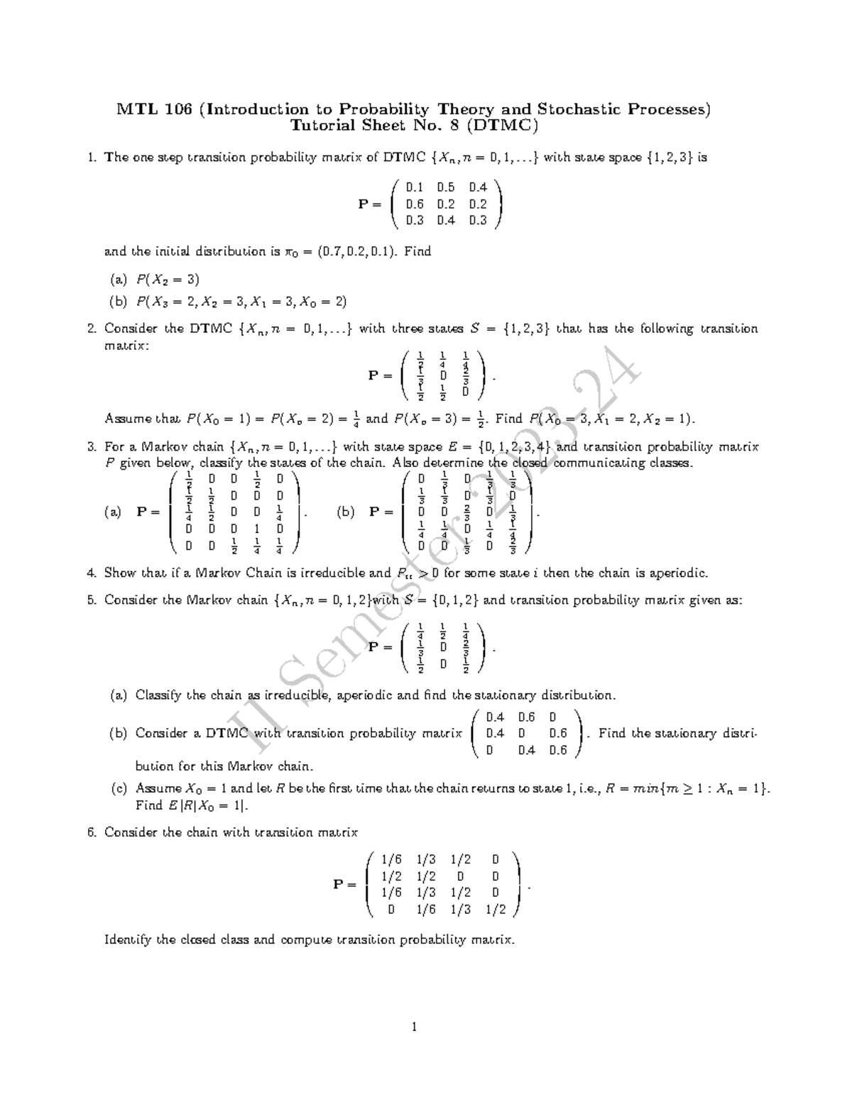 Tutsheet 8new - Tutorial 8 - II Semester 2023- MTL 106 (Introduction to ...