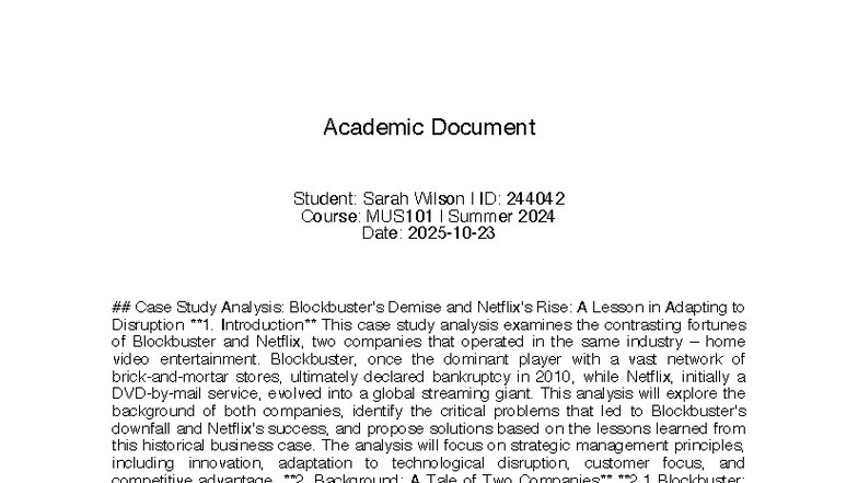 MUS101 Case Study: Lessons from Blockbuster and Netflix's Rise and Fall ...