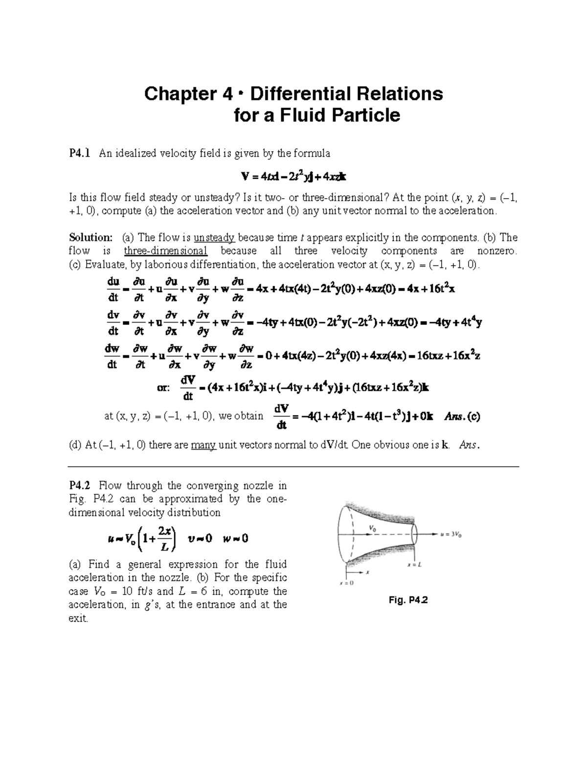 Chapter 4 Differential Relations for Fluid Particles - Solutions Manual ...