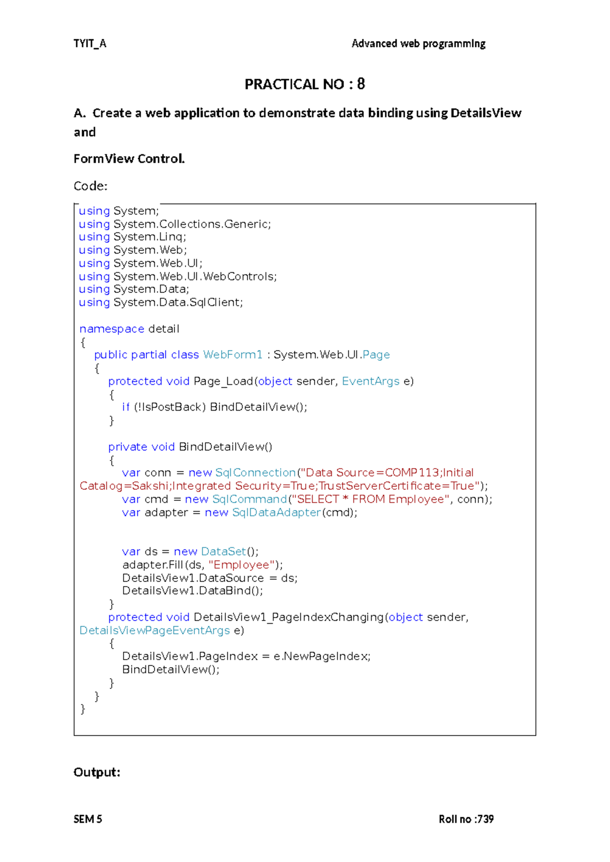 TYIT_A Advanced Web Programming Practical No. 8: Data Binding Demo ...