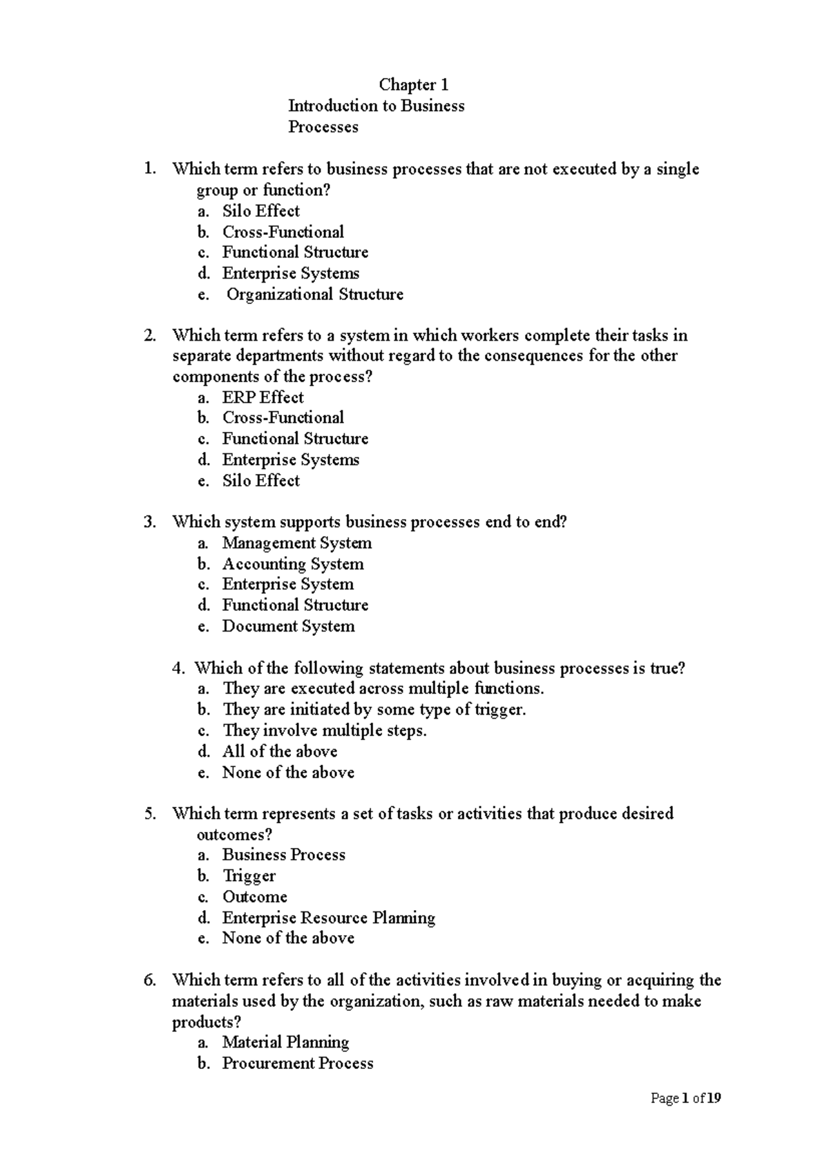 BIS 101 Final Exam Review: Business Processes and Accounting Concepts ...