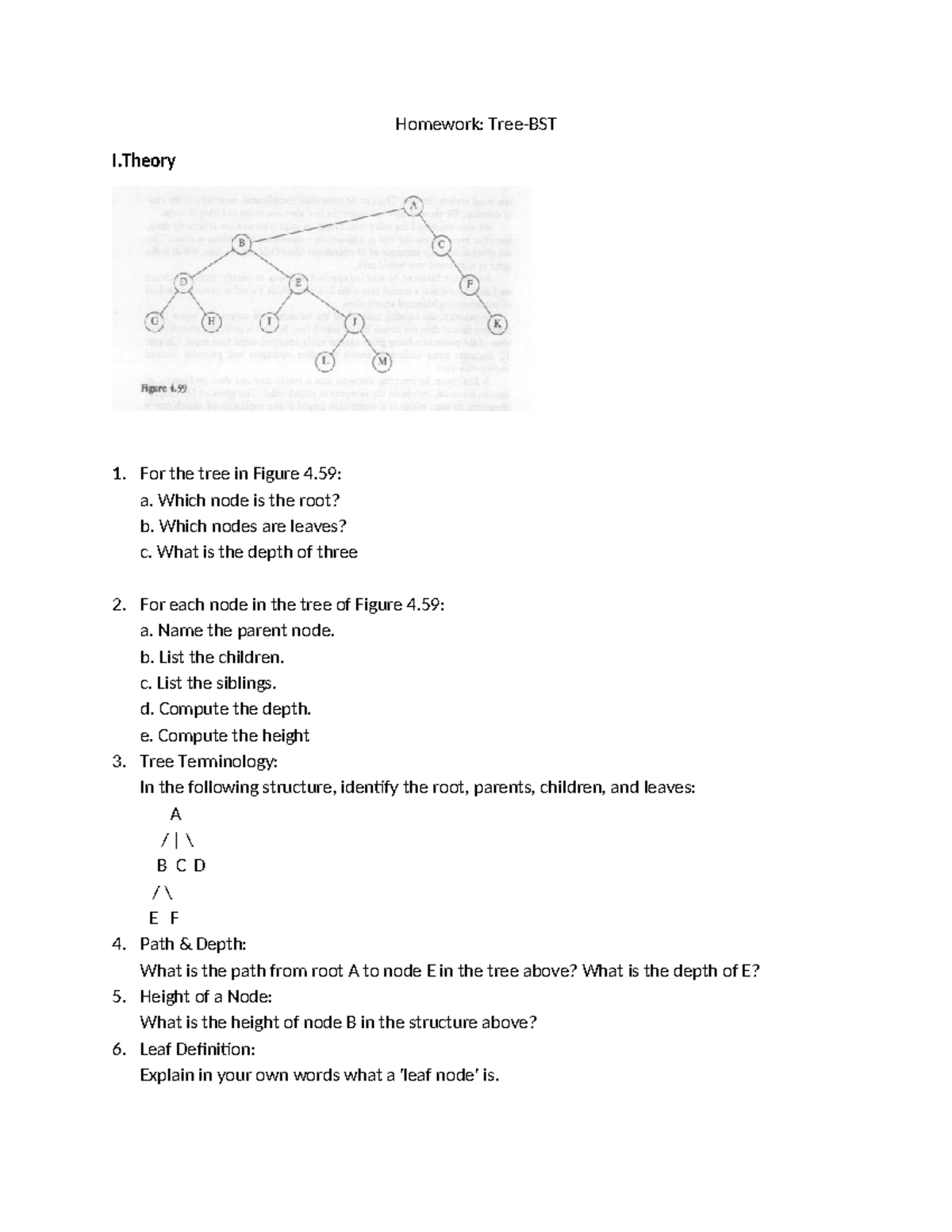 Homework: Tree and BST Concepts - Theory and Programming Tasks - Studocu