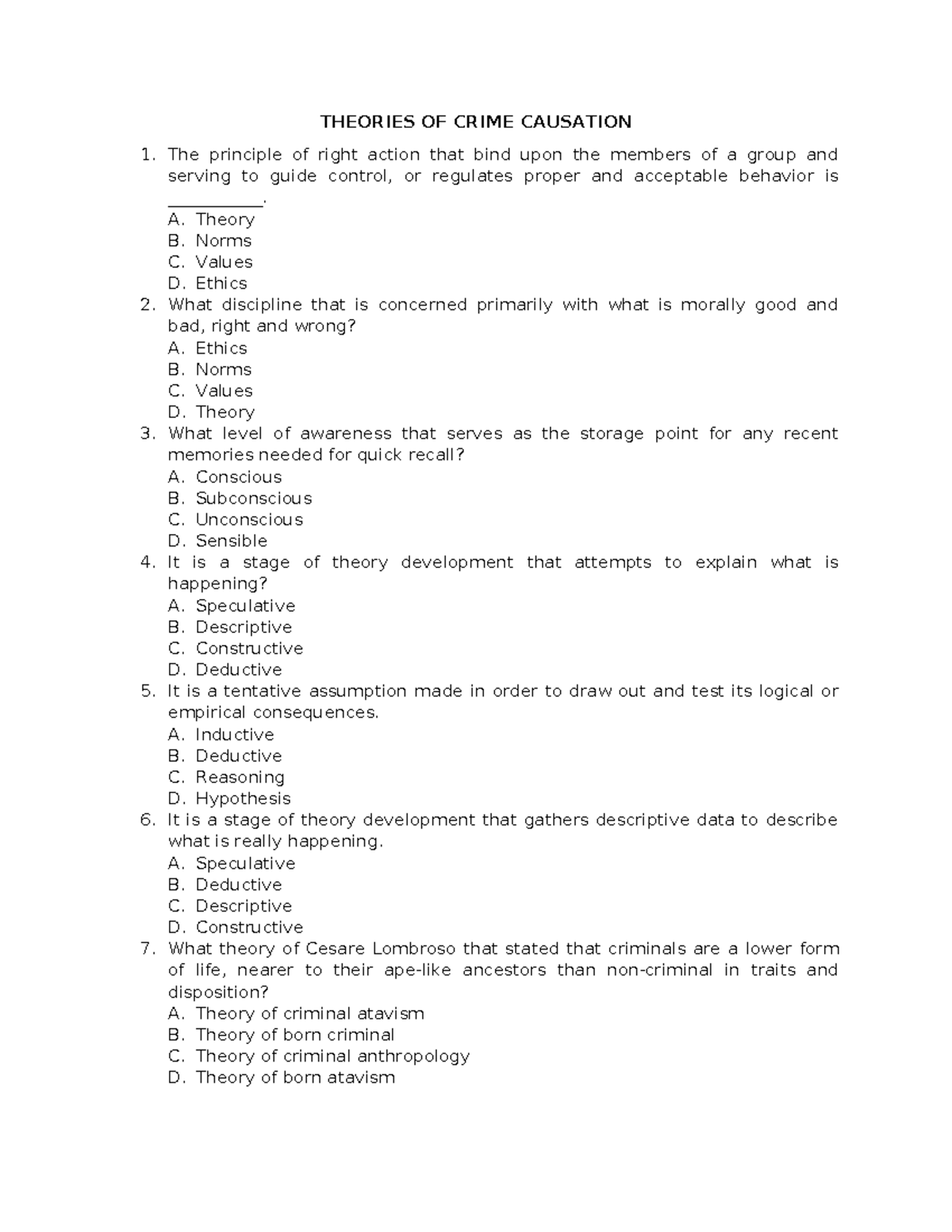 Theories of Crime Causation: Key Concepts and Perspectives in ...