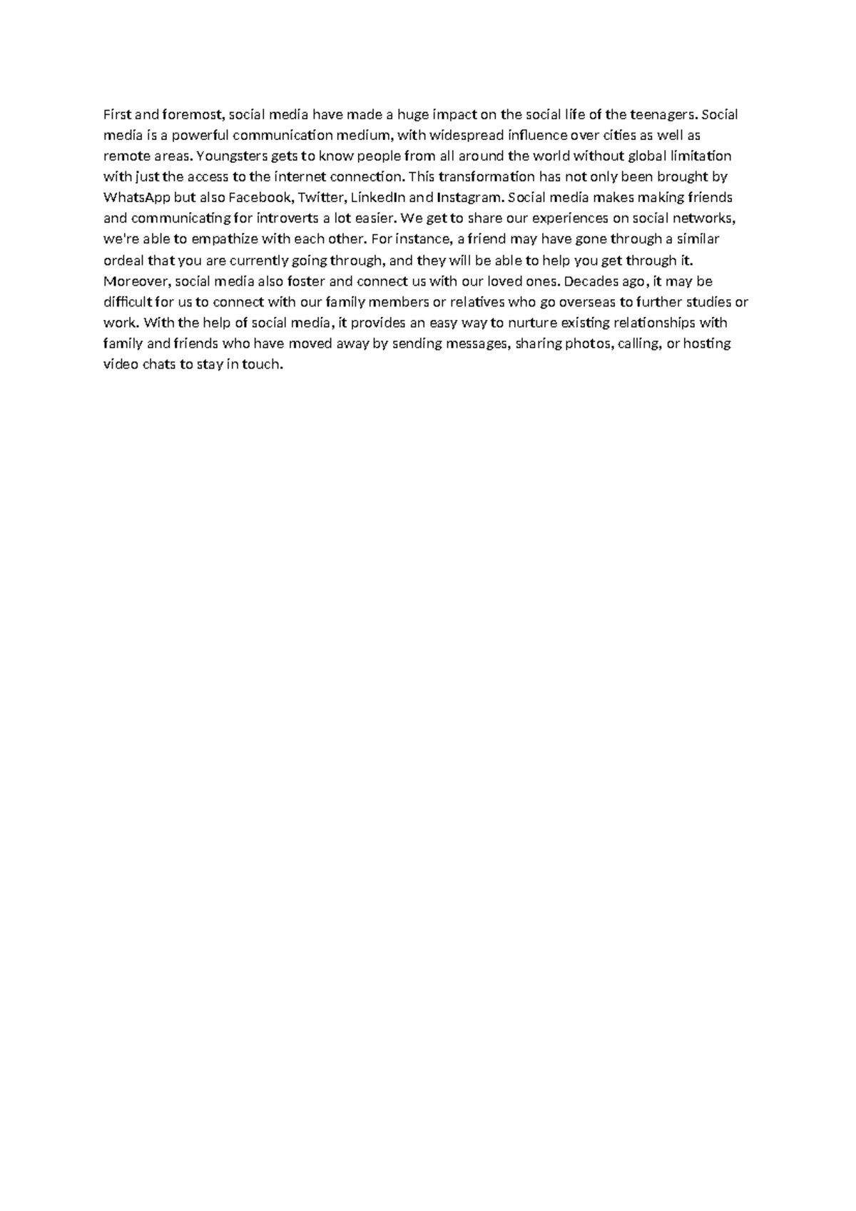 ENG101: The Impact of Social Media on Teen Social Life - Essay - Studocu