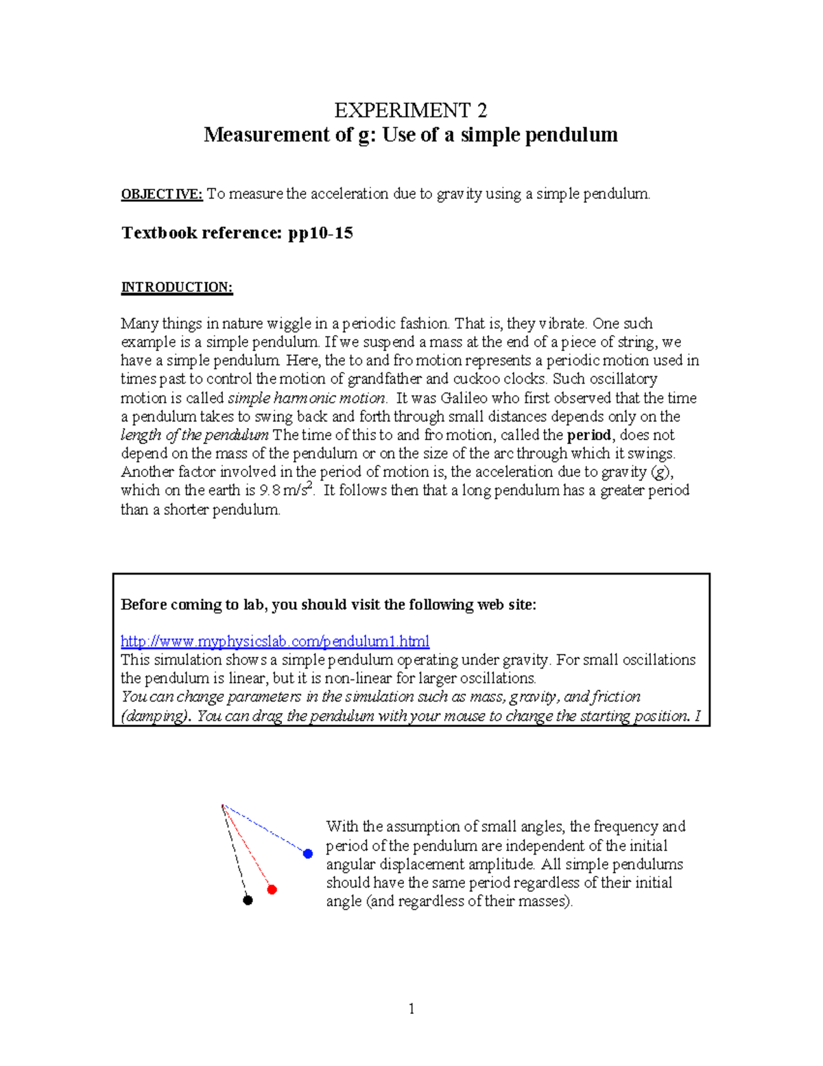 Lab Report on Experiment 2: Measuring Gravity with a Pendulum - Studocu