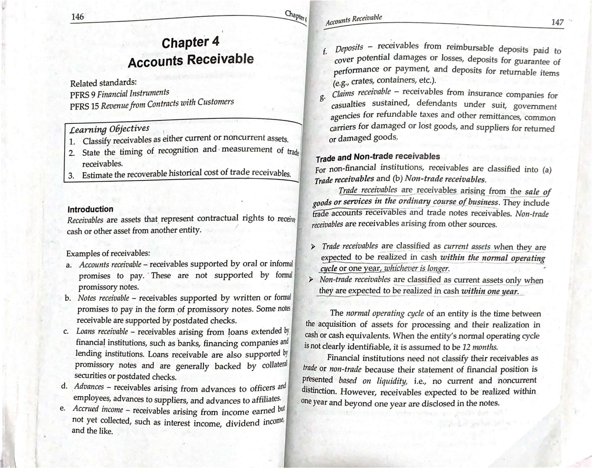 Chapter 4: Accounts Receivable Overview for INTACC 146 - Studocu