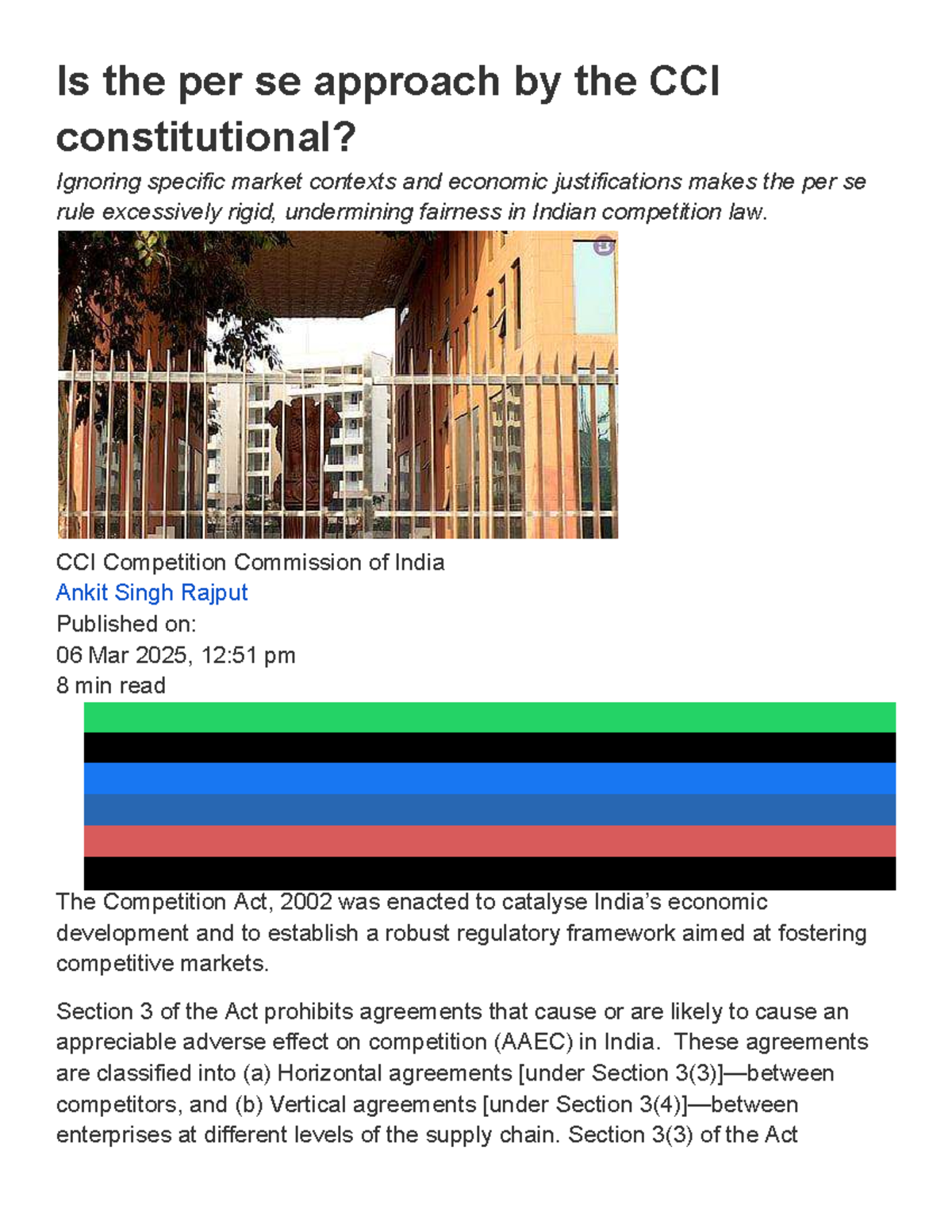 Constitutional Concerns of the Per Se Approach in CCI: A Critical ...