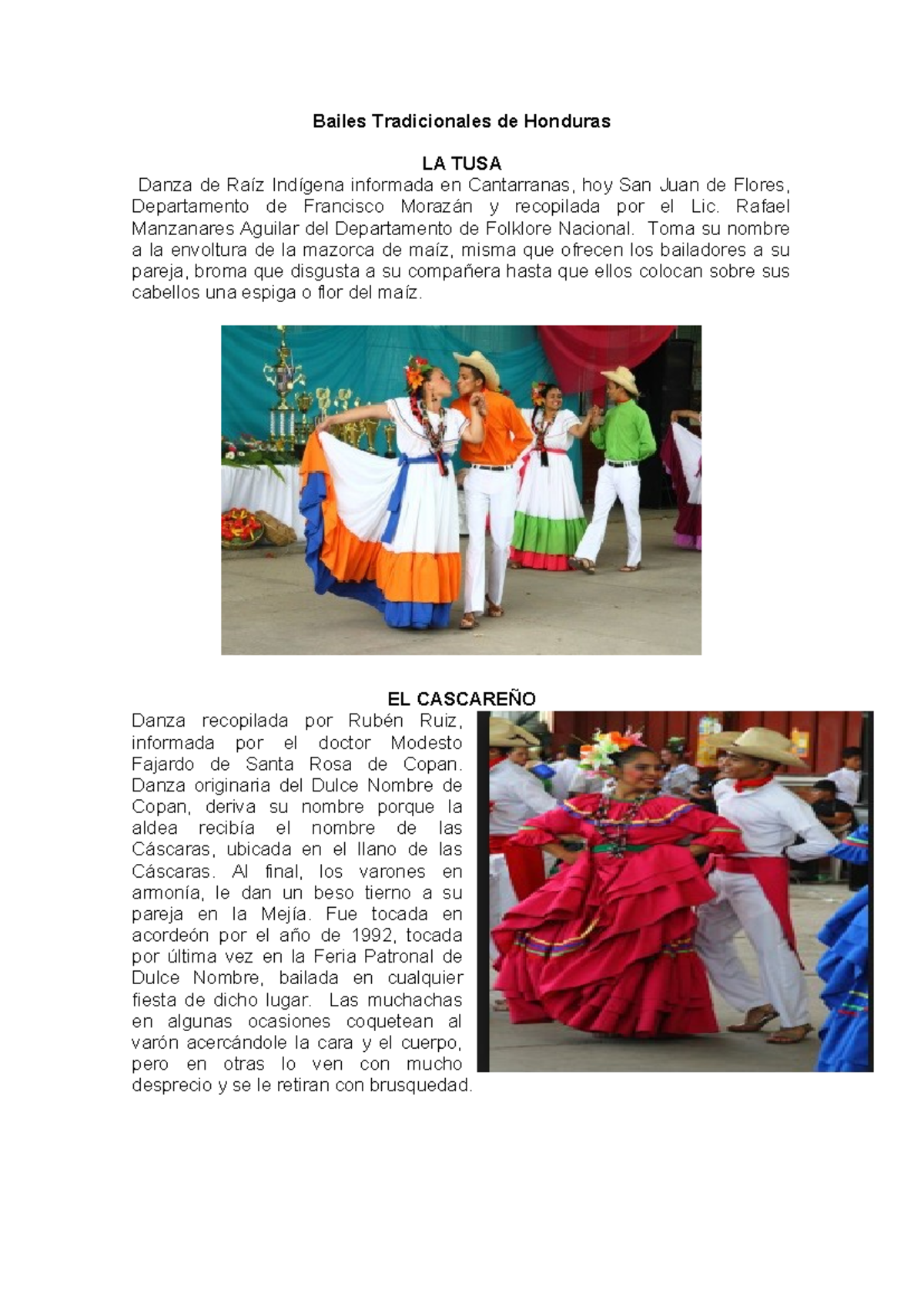 Bailes DE Honduras - Bailes Tradicionales de Honduras LA TUSA Danza de ...