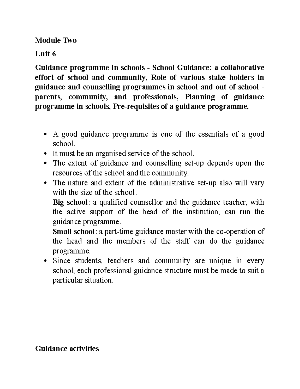 Module Two - Guidance & Counselling: Key Principles and Practices - Studocu
