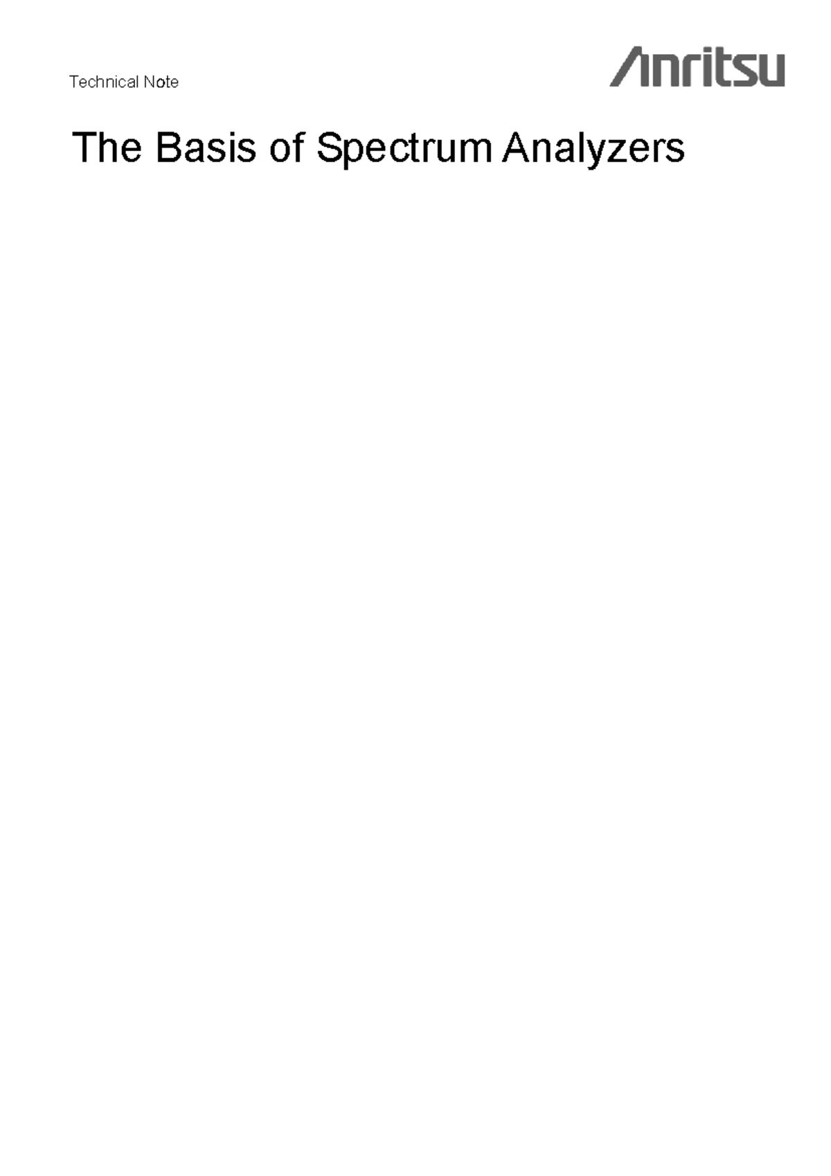 10 Spectrum Analyzer basis of - Technical Note The Basis of Spectrum ...