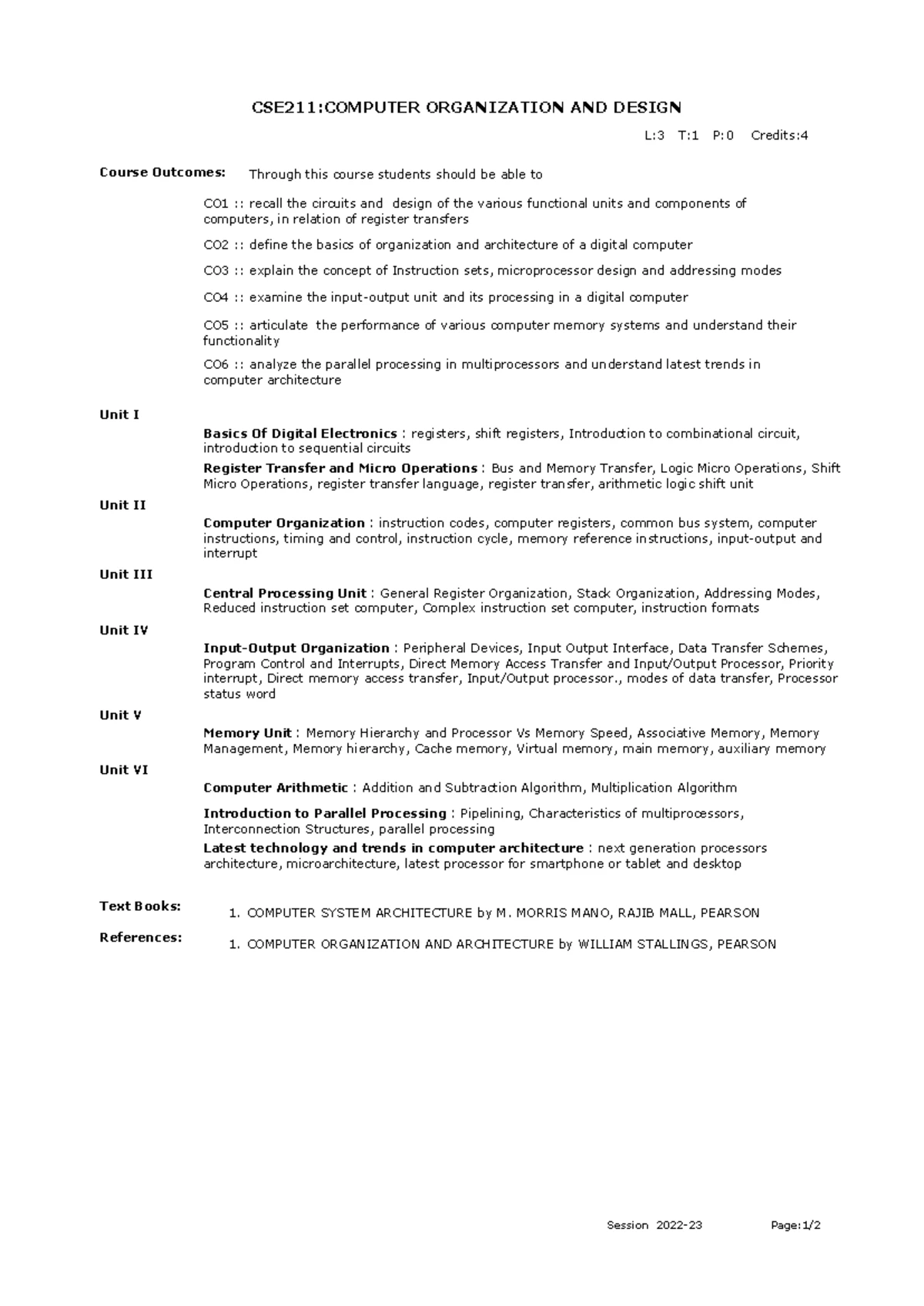 CSE211 Computer System Architecture MCQ Practice Set 01 - Studocu