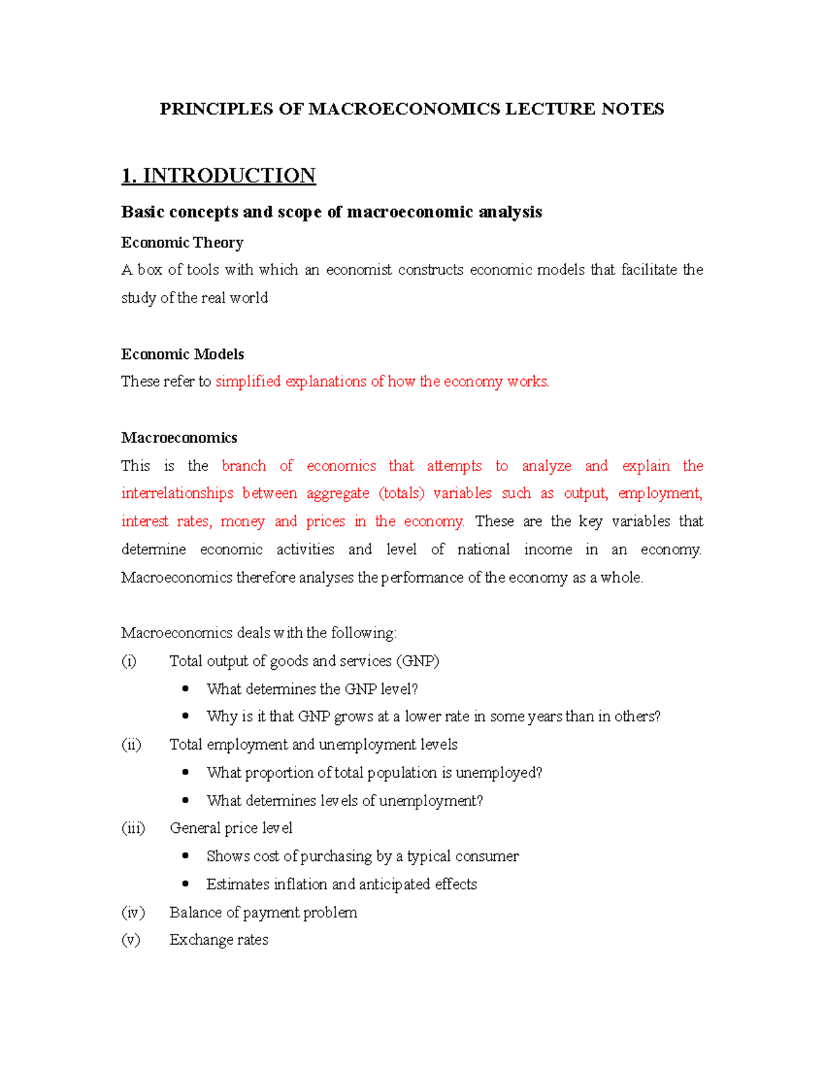 Principles of Macroeconomics Notes (MEC 101) - Key Concepts Explained ...