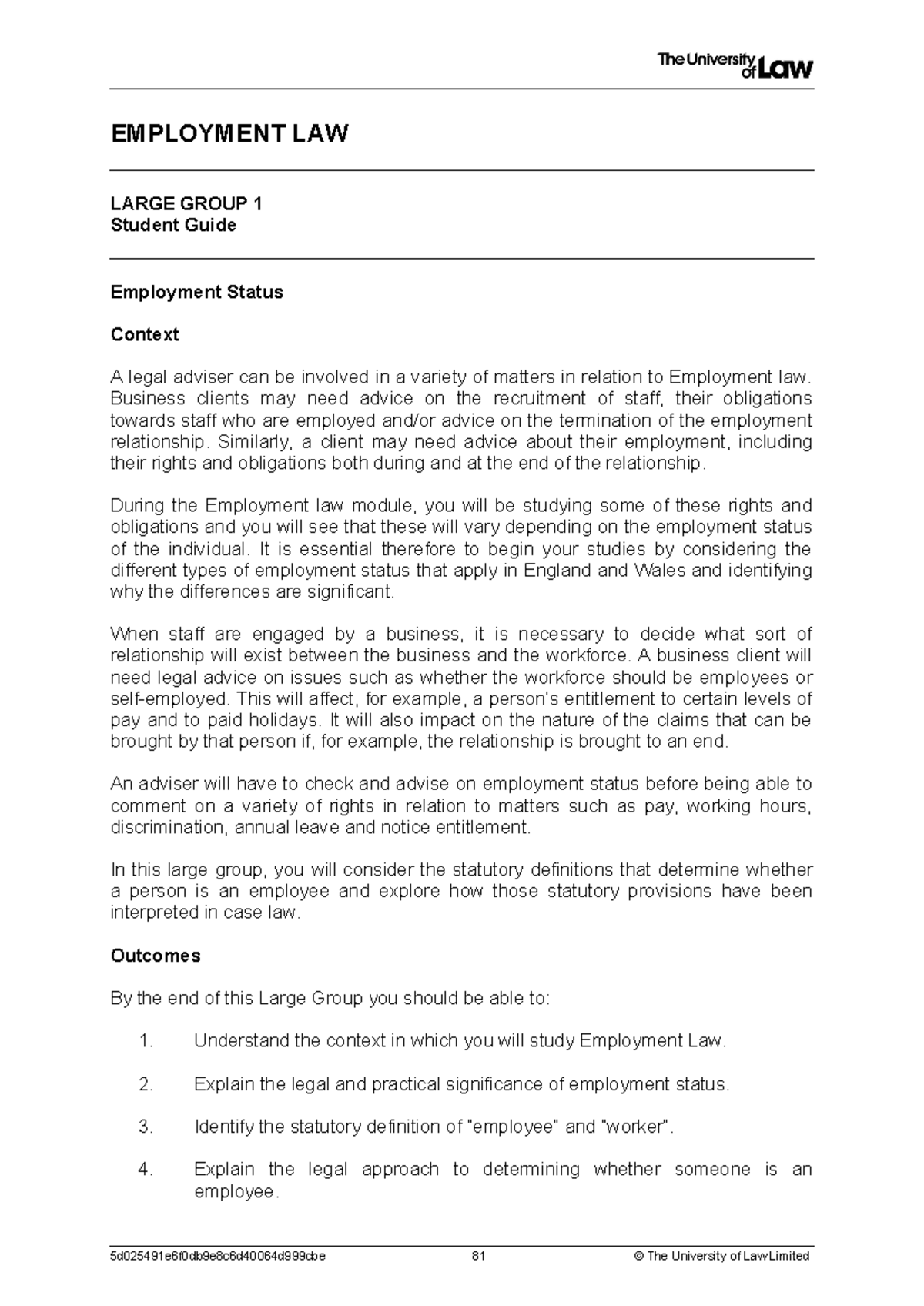 Employment Law U1 Guide: Understanding Employment Status and Rights ...