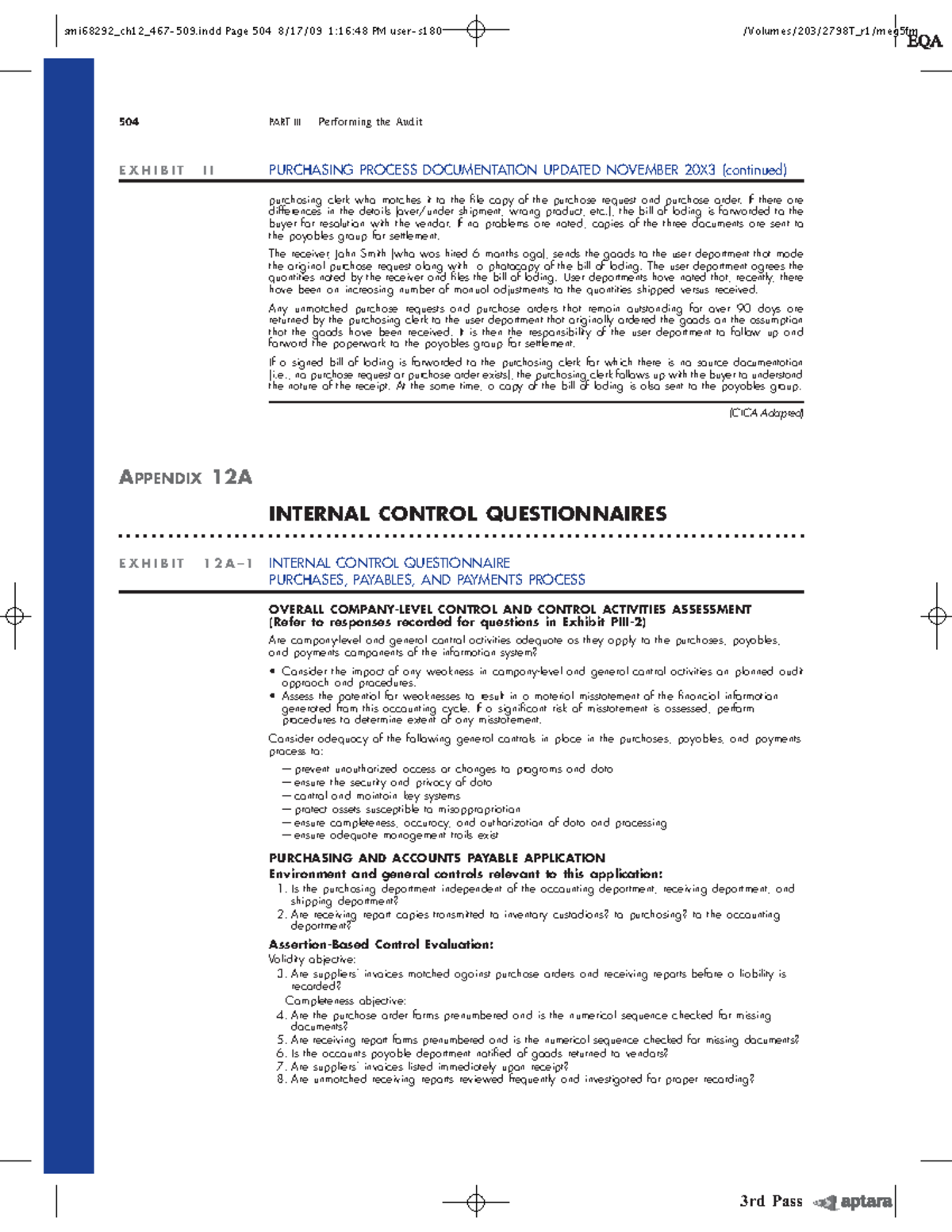 AP-Inventory IC Tests - Audit Process Documentation and Controls - Studocu