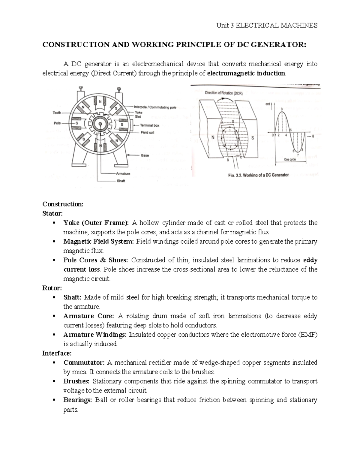 Unit 3: Construction and Working Principles of Electrical Machines ...