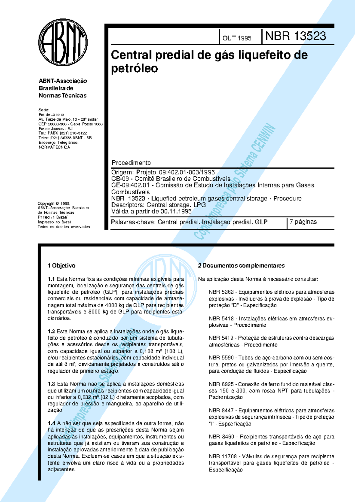 NBR 13523: Normas para Central Predial de Gás Liquefeito de Petróleo ...