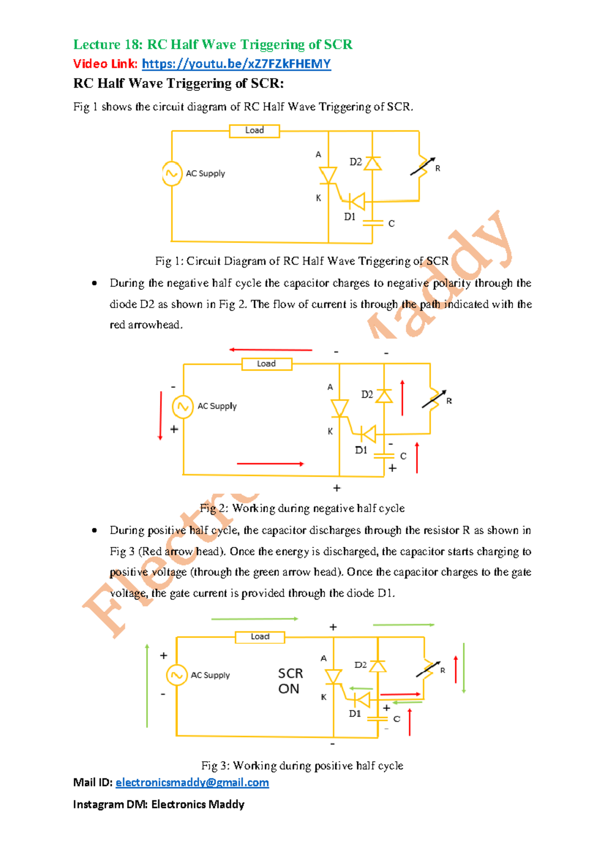 Lecture 18 - Notes - Lecture 18 : RC Half Wave Triggering of SCR Video ...