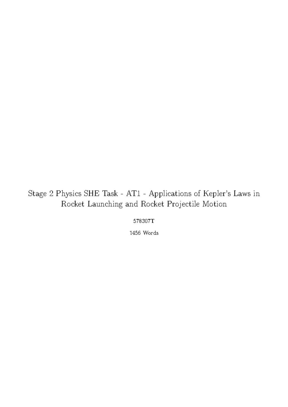 Stage 2 Physics SHE Task AT1: Applications of Kepler’s Laws in Rocket ...