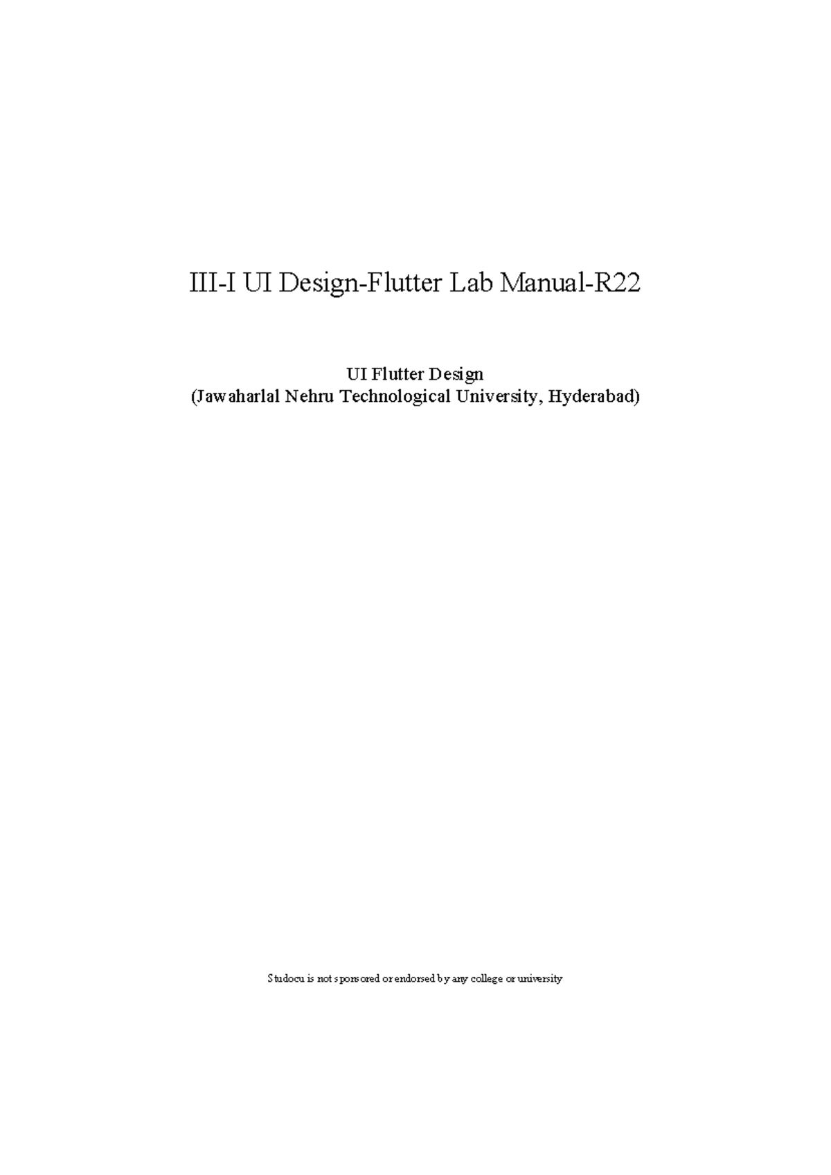 UI Design: Flutter Lab Manual for III B. Tech I Sem CSE (R22) - Studocu