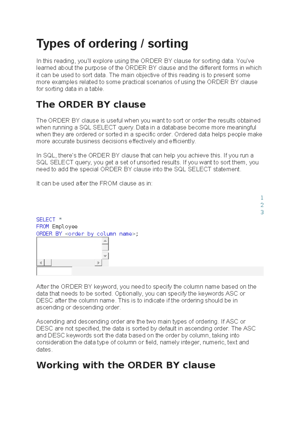 SQL 9: WHERE Clause Usage for Data Filtering and Operators - Studocu