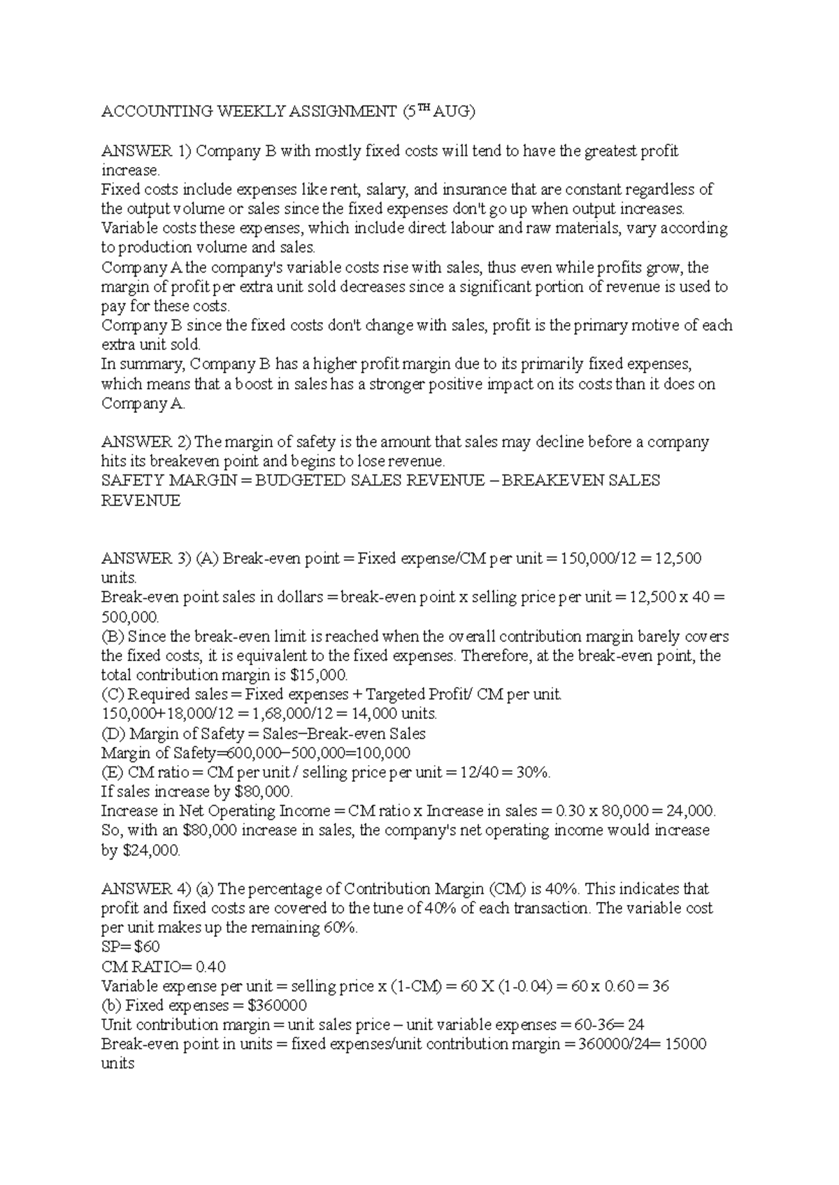 Accounting Weekly Assignment - ACCOUNTING WEEKLY ASSIGNMENT (5TH AUG ...