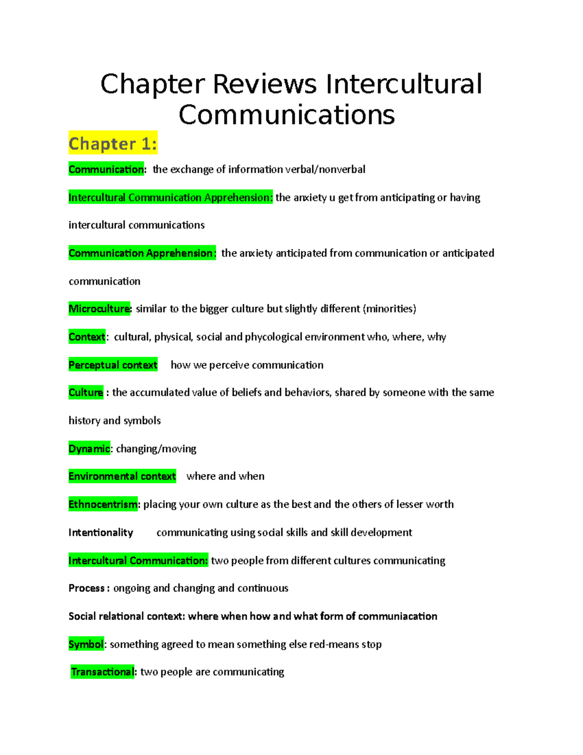 Intercultural Communication Review - Key Concepts and Contexts - Studocu