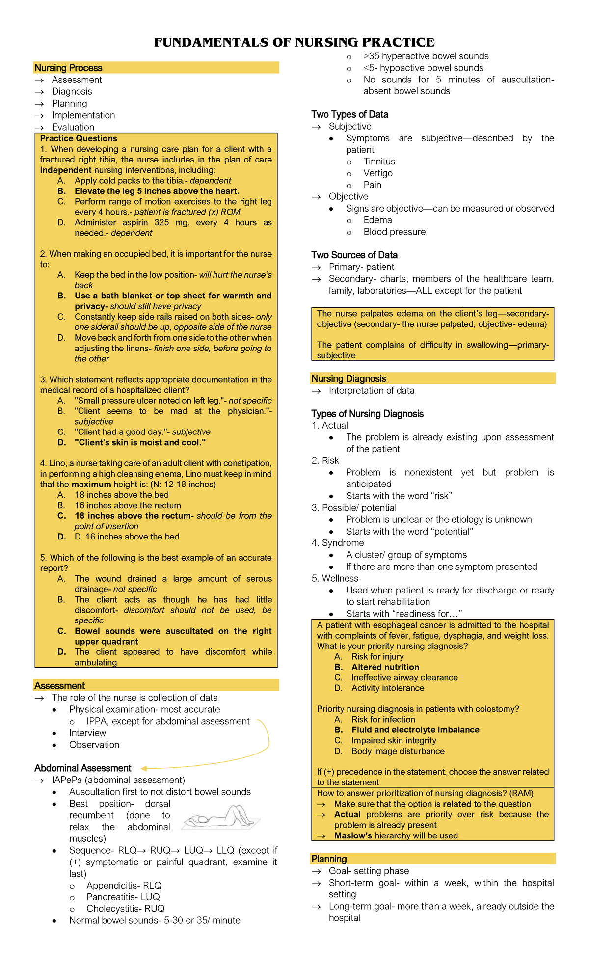 Fundamentals of Nursing Practice (NUR 101): Key Concepts and Practice ...